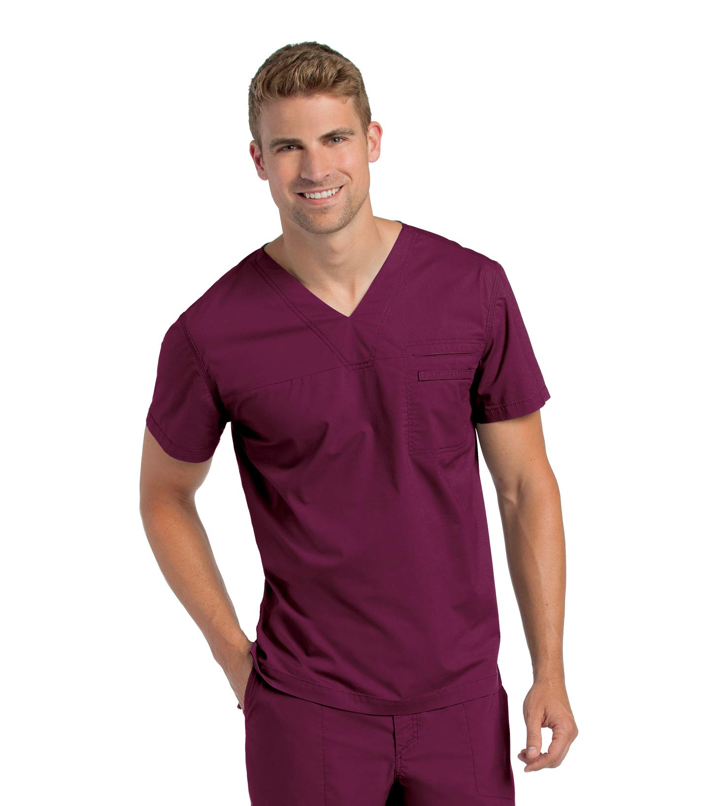 Landau Men's Big & Tall Pre-Washed V-Neck Scrub Tunic - Comfortable Medical Uniform for Healthcare Professionals & Nurses