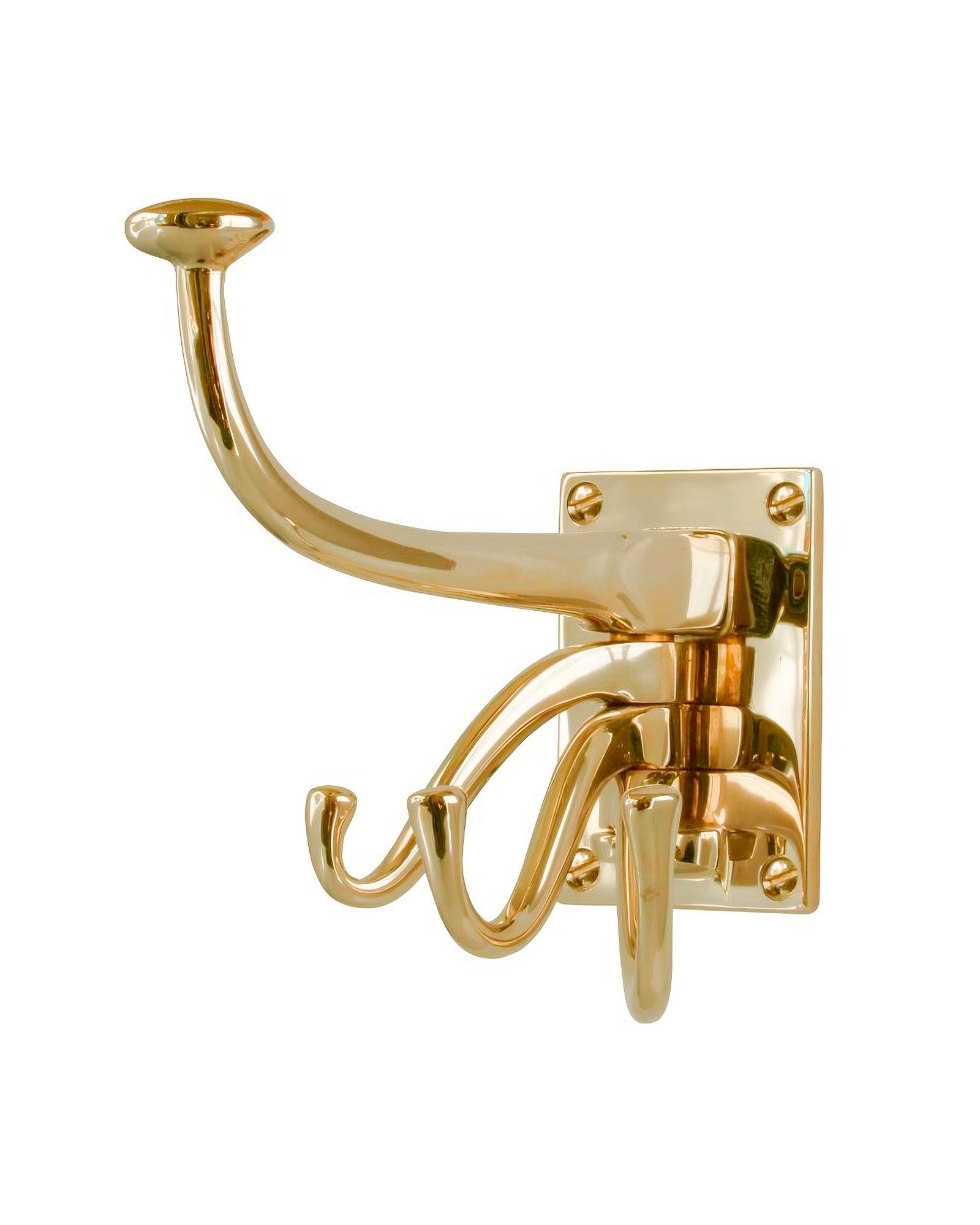4-Arm Swivel Brass Coat Hook - Vintage Turn of the Century Style for Hanging Clothes, Hats & Bags - Perfect for Entryway, Bedroom or Bathroom Organization