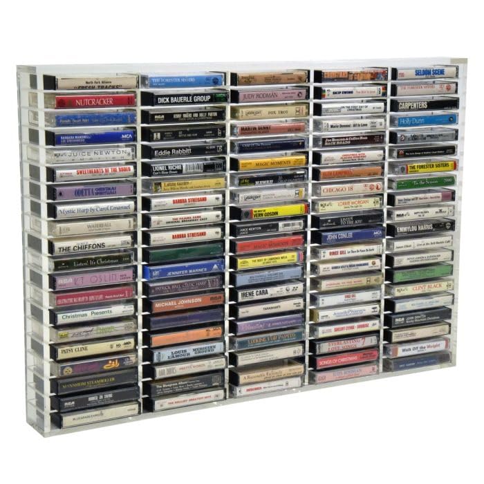 Kingdom TMOV100 Acrylic Wall Mount 100-Slot Movable Divider Organizer - Perfect for Cassette Tapes, Stamp Pads, Playing Cards & Card Decks Storage | Space-Saving Wall Display for Home, Office & Collectors