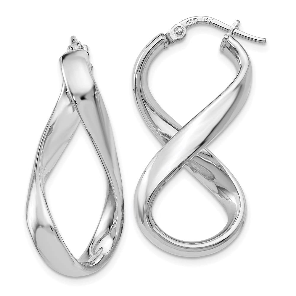 Diamond2Deal 925 Sterling Silver Twisted Hoop Earrings for Women - 1.34 Inch Large Hoops, 0.75 Inch Width - Hypoallergenic Fashion Jewelry for Party, Wedding & Everyday Wear