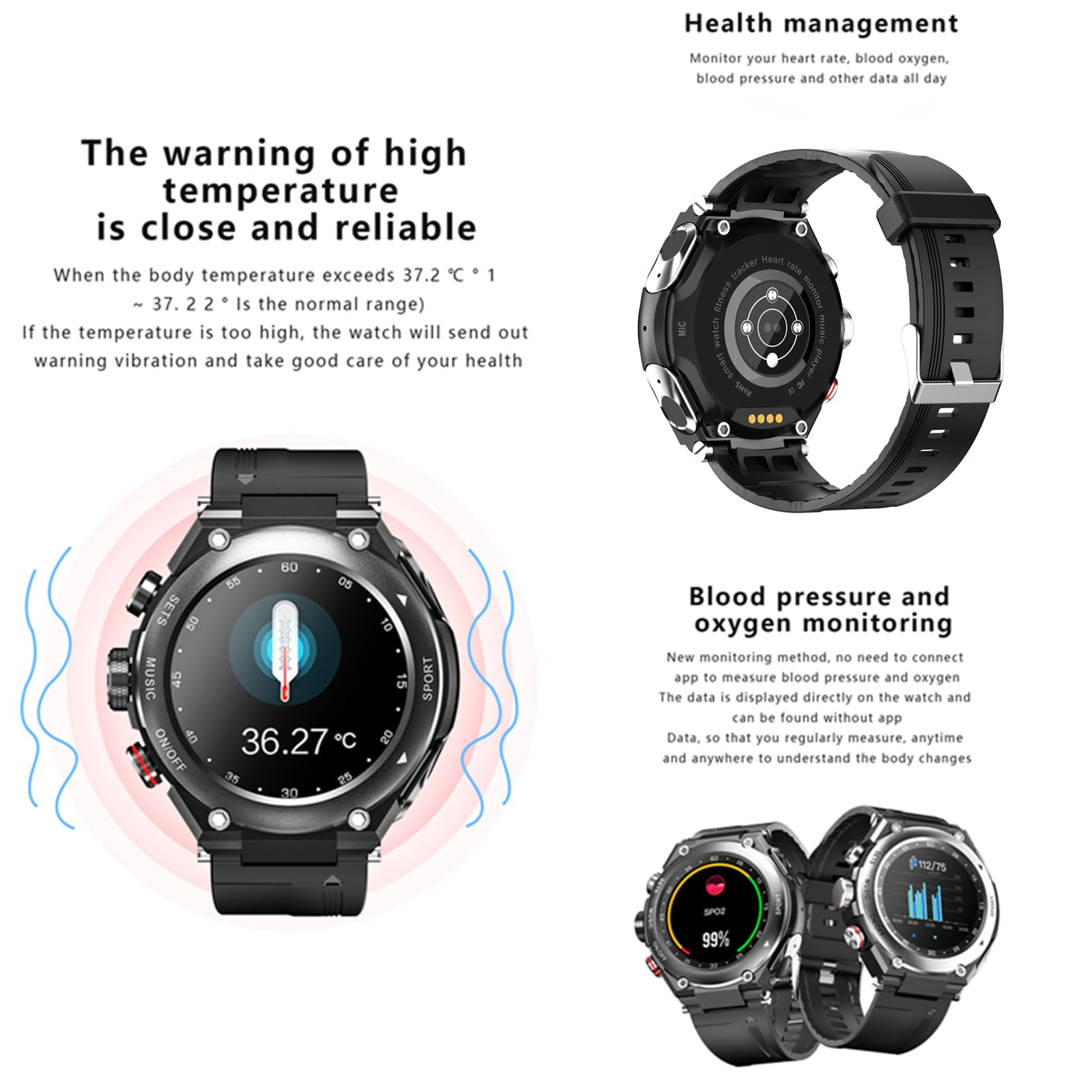 T92 Smart Watch with Bluetooth Earbuds - 1.28