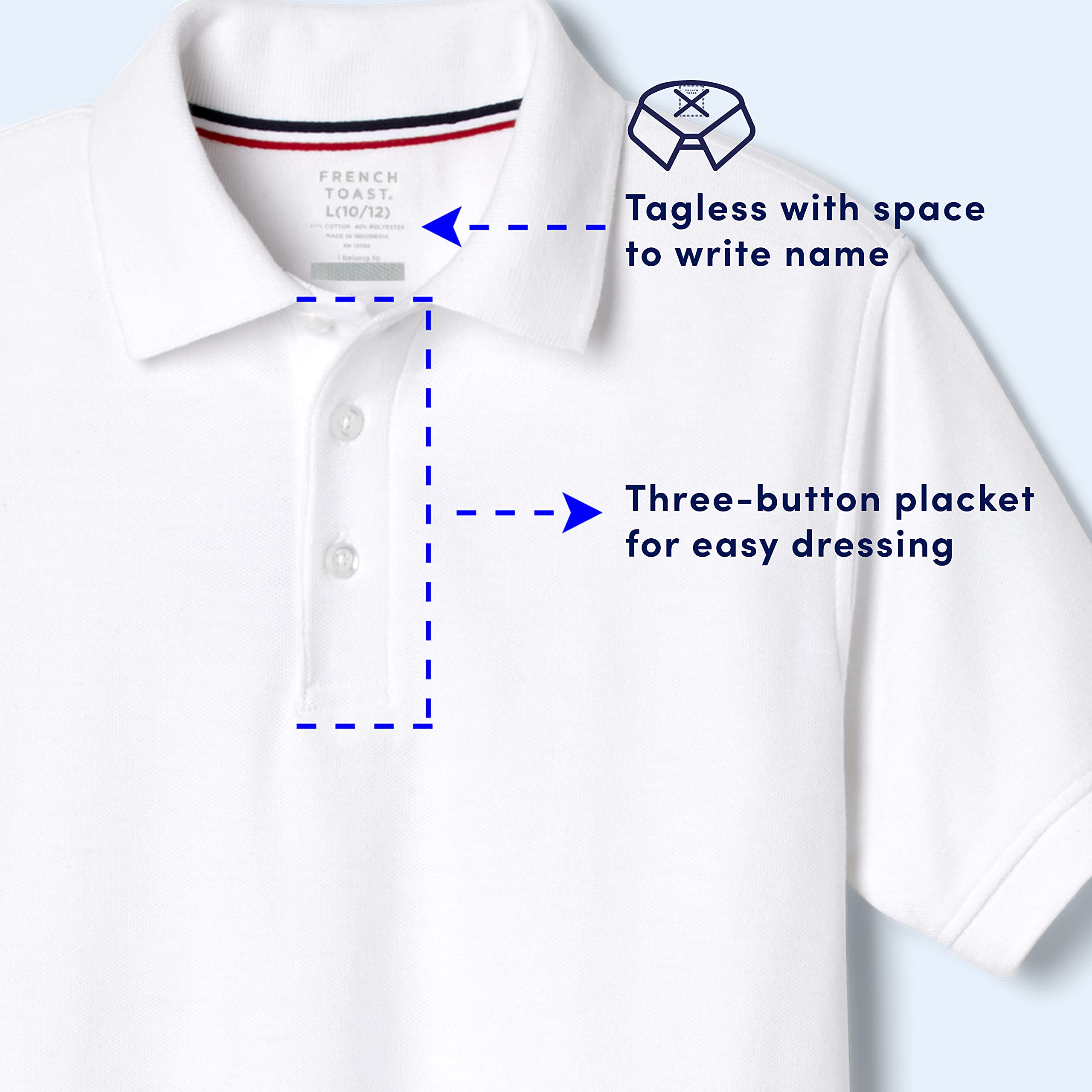 French Toast Boys Short Sleeve Pique Polo Uniform Shirt for School & Team Sports (Standard & Husky Sizes) - Comfortable Cotton Blend for Daily Wear & Activities