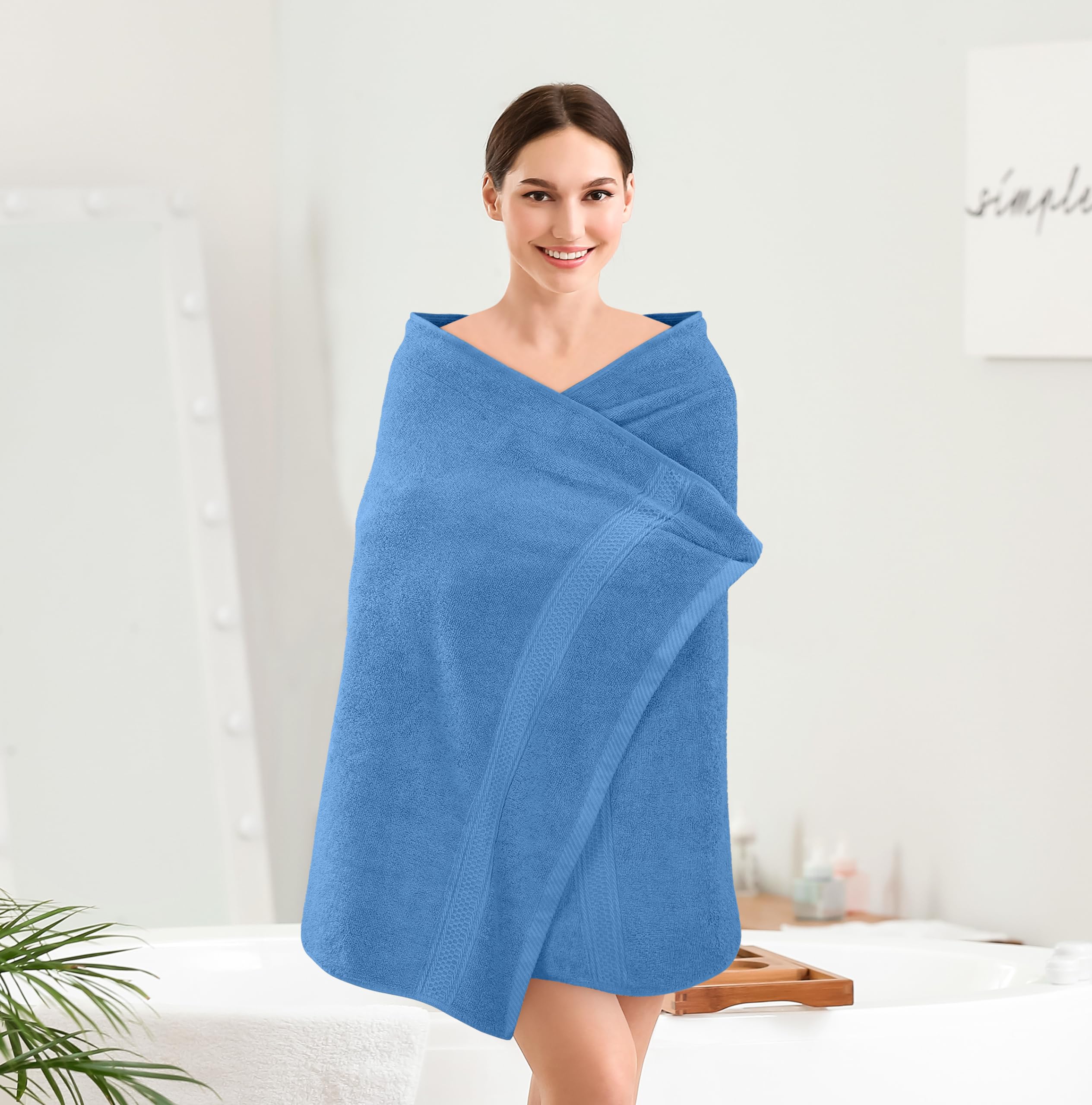 Utopia Towels 4-Pack Premium Bath Towels Set - 27x54 Inch 100% Ring Spun Cotton 600GSM, Lightweight & Highly Absorbent Quick-Drying Towels for Bathroom, Spa, Gym, and Beach (Electric Blue)
