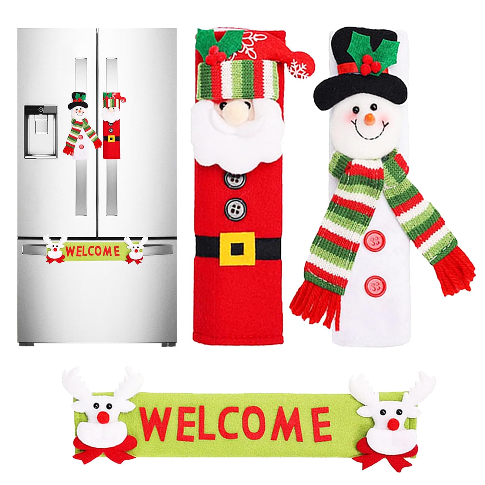 3-Pack Snowman Christmas Refrigerator Handle Covers - Festive Kitchen Decor for Cabinets & Doors - Perfect for Holiday Home & Party Decorations