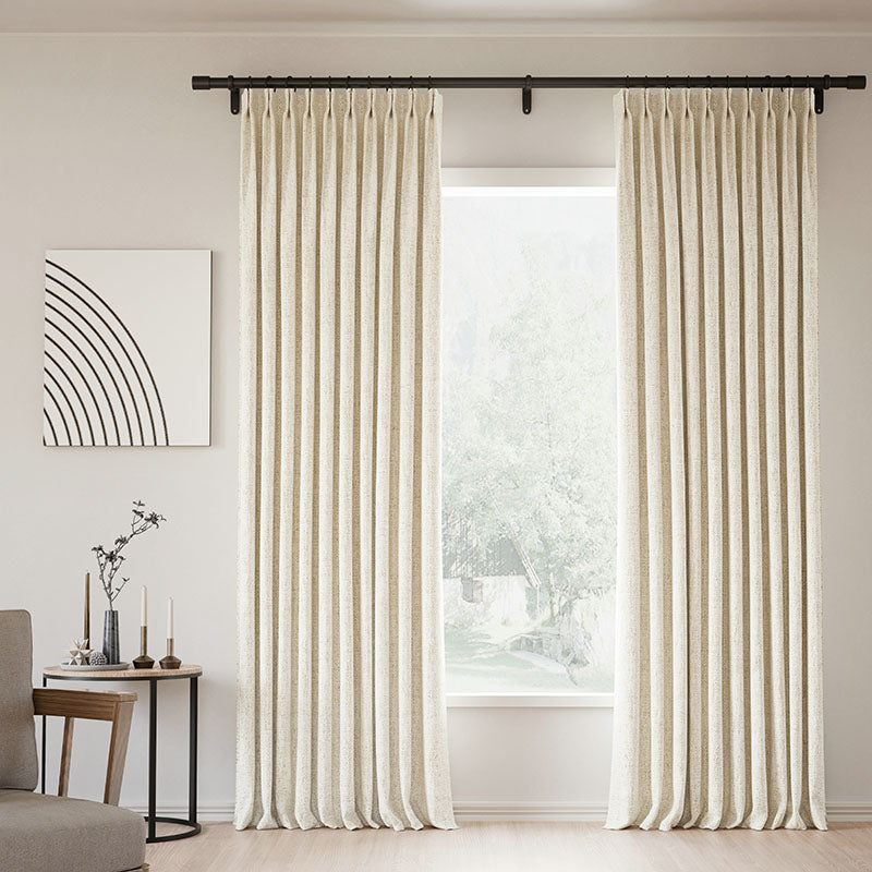 Pinch Pleated Blackout Curtains - 100% Linen Custom Drapes for Bedroom & Living Room | Noise Reducing & Thermal Insulated Window Treatments for Modern Home Decor