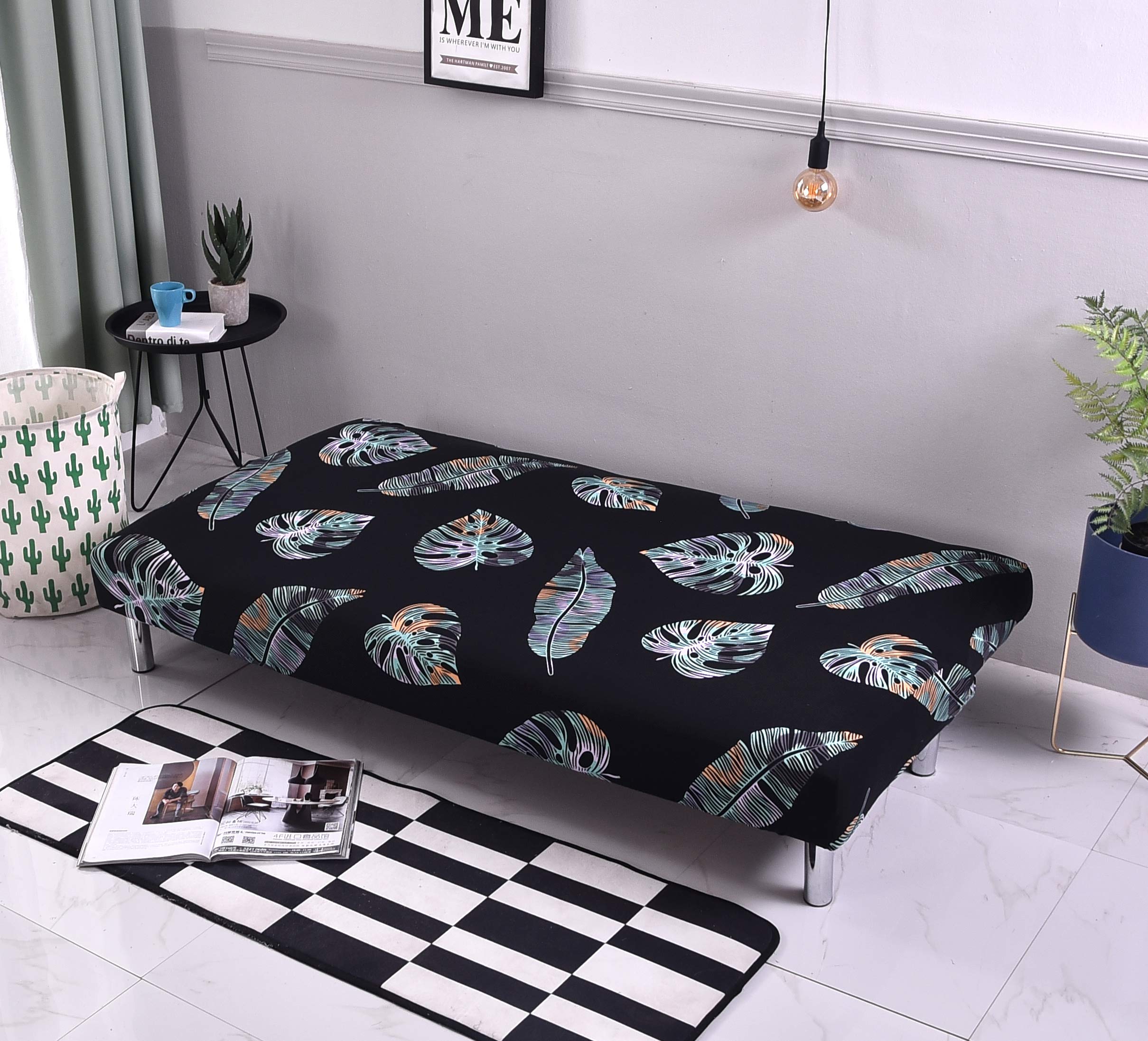 Stretch Elastic Futon Cover for Armless Sofa & Recliner - Detachable Slipcover for Folding Sofa Bed, Couch Protector (Pattern 15) - Perfect for Living Room, Dorm & Guest Room Furniture Protection