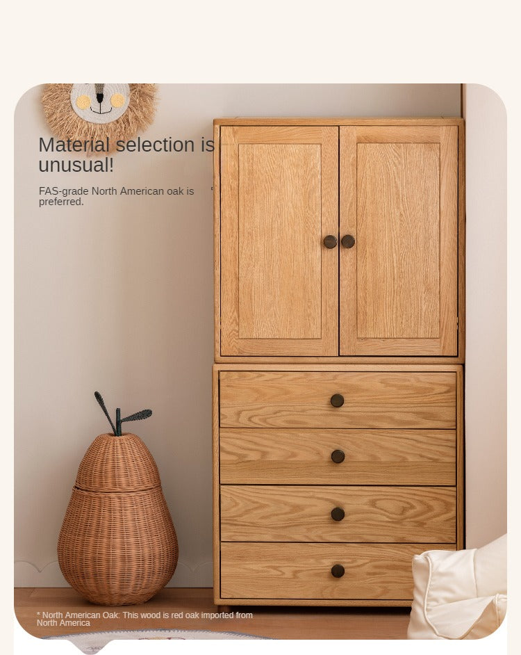 Oak Solid Wood Kids Dresser with 3 Drawers - Natural Wood Chest of Drawers for Nursery & Bedroom - Sturdy Storage Cabinet for Clothes, Toys & Baby Essentials
