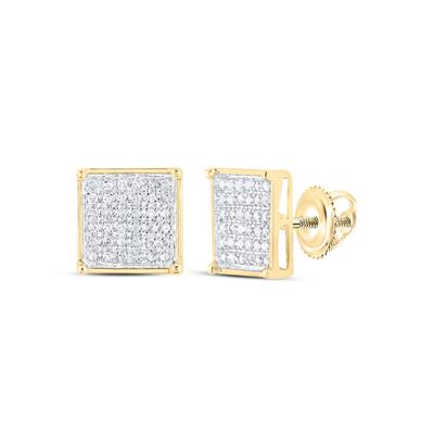 10K Gold Diamond Square Cluster Earrings 1/4 CTTW - Elegant Stud Earrings for Women, Perfect for Weddings, Parties & Everyday Wear
