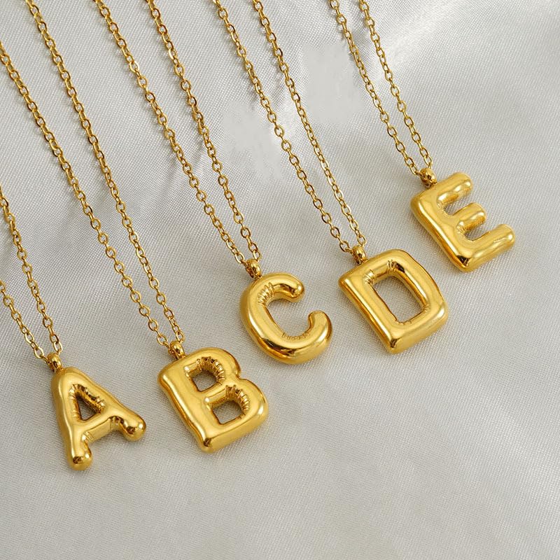 Personalized 18K Gold Plated Bubble Letter Necklace for Women - Dainty Alphabet Initial Pendant Jewelry Gift for Girlfriend, Birthday, Anniversary | Elegant Layering Necklace for Everyday Wear & Special Occasions
