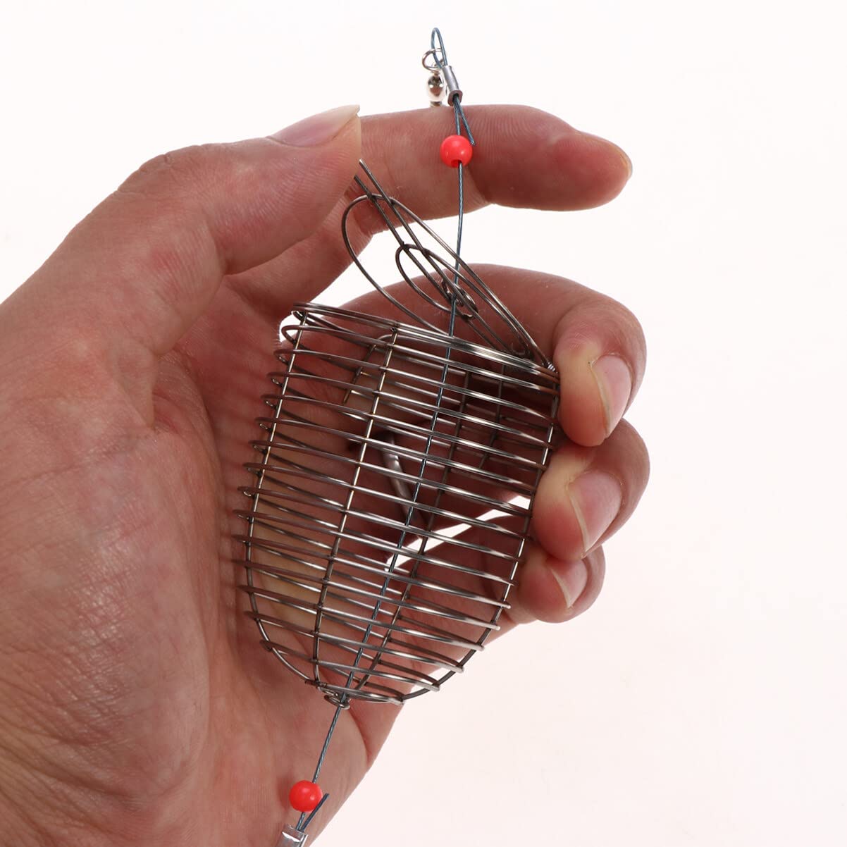 BESPORTBLE 6PCS Stainless Steel Fishing Bait Cages - Durable Lure Cage Bait Feeder Holder for Freshwater & Saltwater Fishing Tackle (Red) - Perfect for Bass, Trout, and Catfish Angling