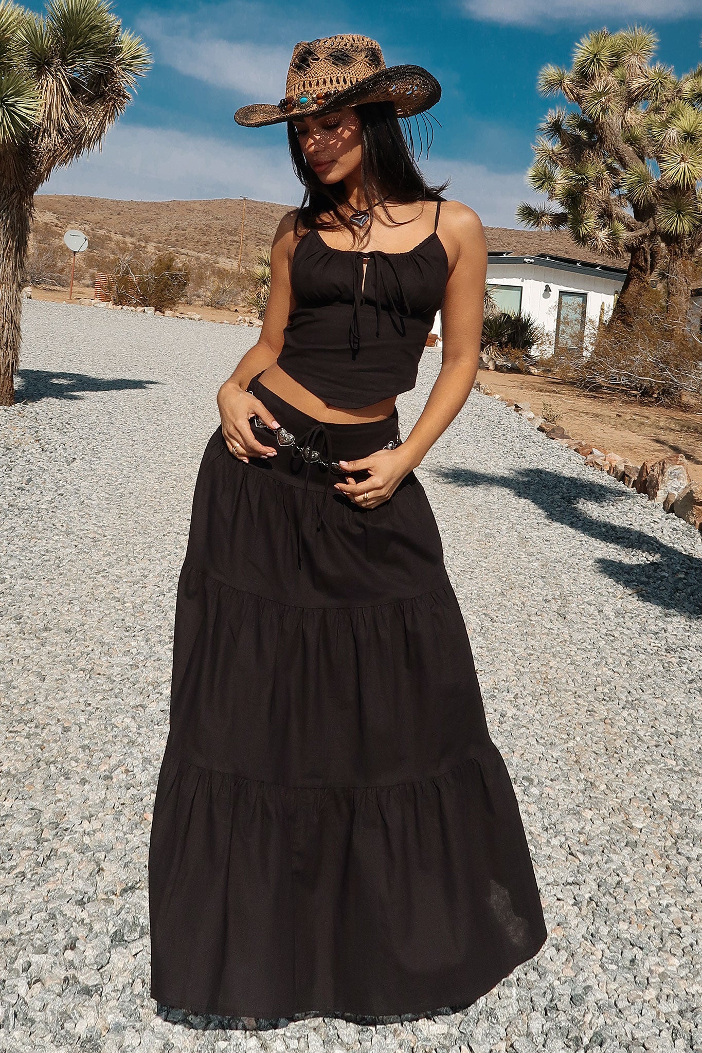 Barbados Maxi Skirt for Women - Flowy Black Long Skirt with Side Slit | Perfect for Beach, Vacation & Summer Outfits