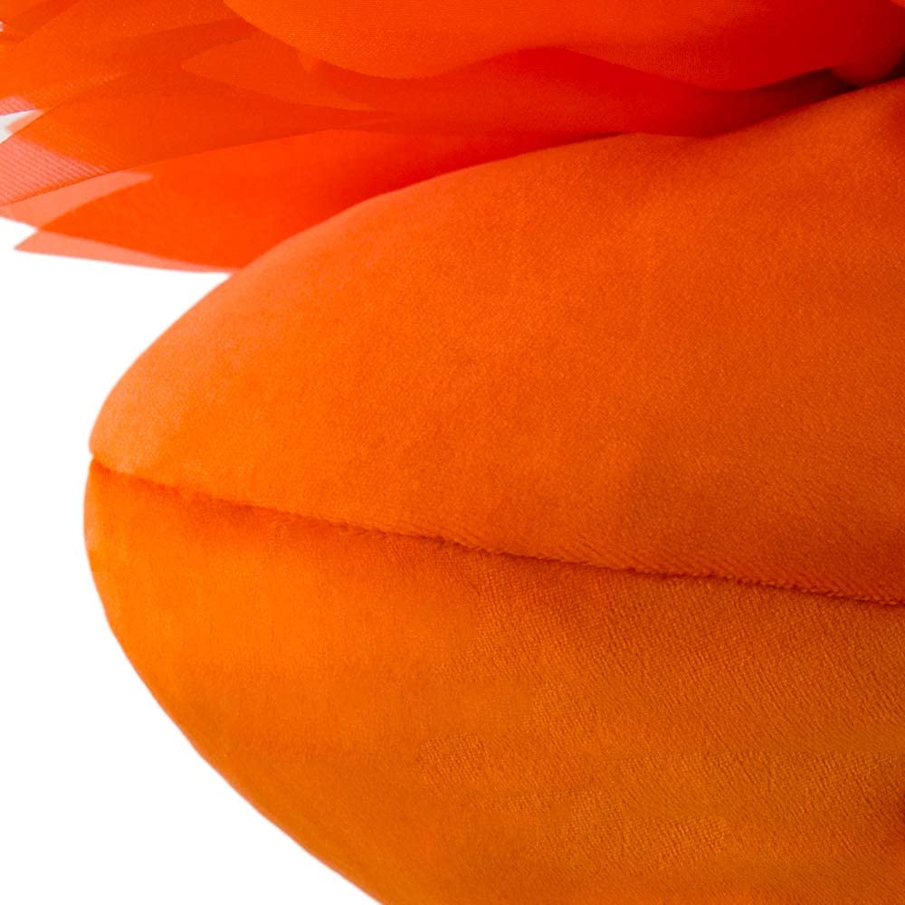 14 Inch Round Velvet Throw Pillow with Insert - Sunflower Decorative Cushion for Bed, Couch & Chair | Handmade Home Decor Accent Pillow in Red