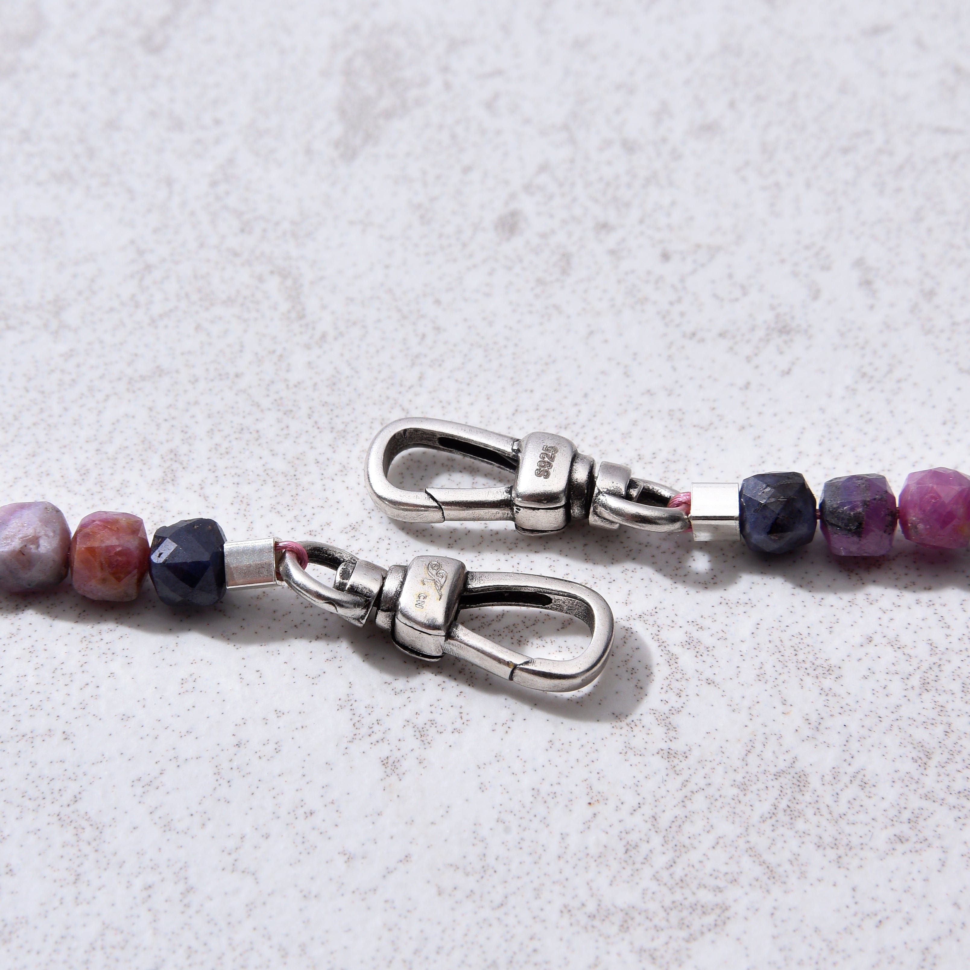 4mm Genuine Ruby & Sapphire Faceted Cube Beads - 21 Inch Necklace & Multi-Wrap Bracelet Set for Women | Boho Chic Jewelry for Layering, Stacking & Everyday Wear