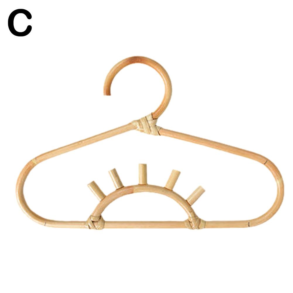 Natural Rattan Baby Clothes Hanger - Eco-Friendly Wooden Hangers for Kids Wardrobe Organization & Nursery Decor