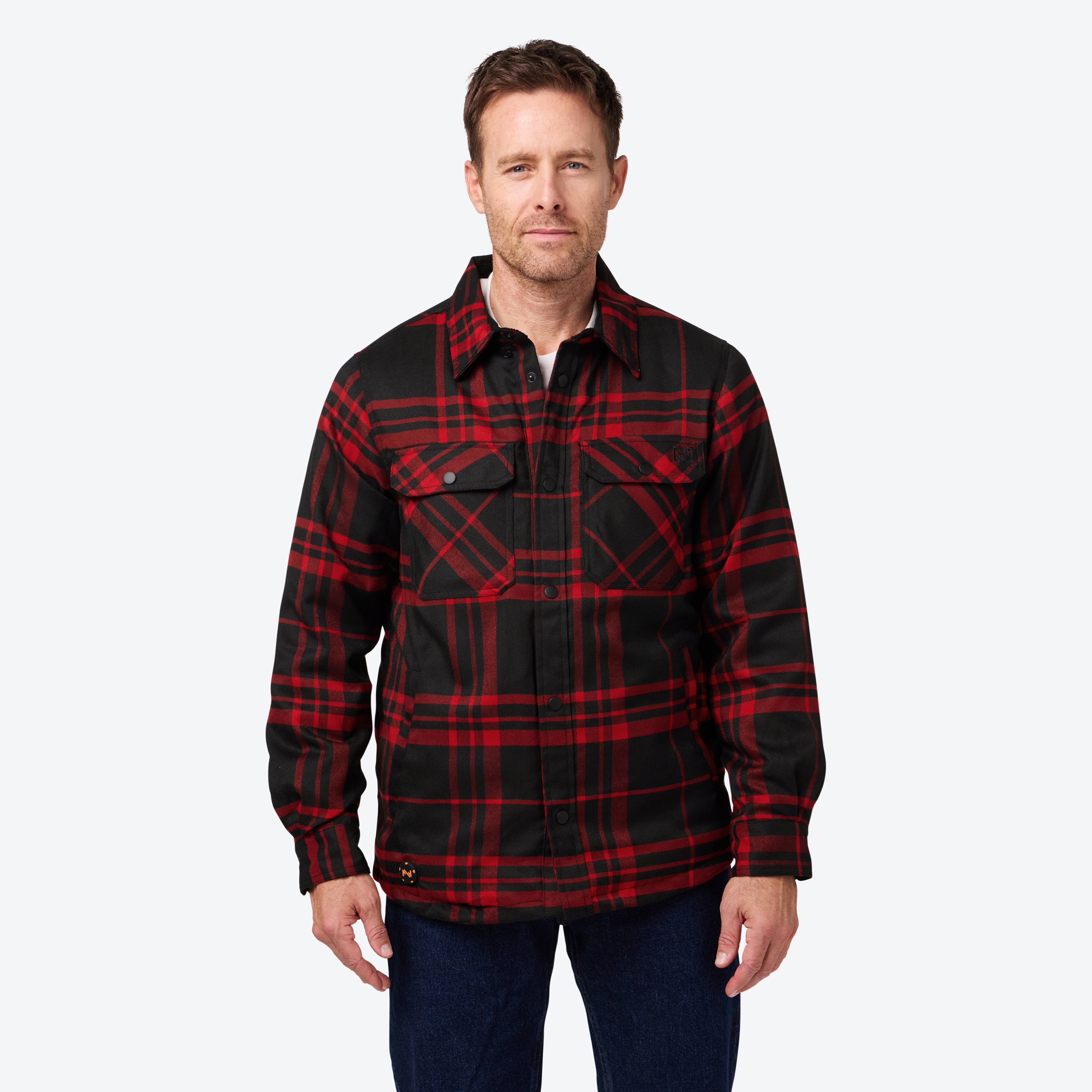 Heated Flannel Jacket for Men - Winter Warm Fleece Lined Shirt Jacket - Outdoor Camping, Hiking & Casual Wear
