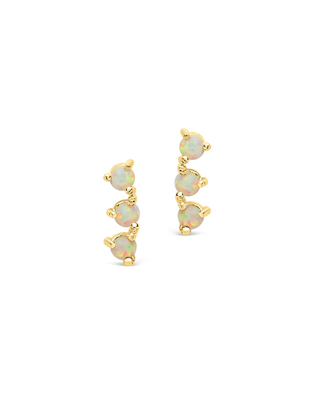 14K Sterling Silver Triple Opal Stud Earrings for Women - Elegant Birthstone Jewelry Gift for Anniversary, Birthday & Special Occasions