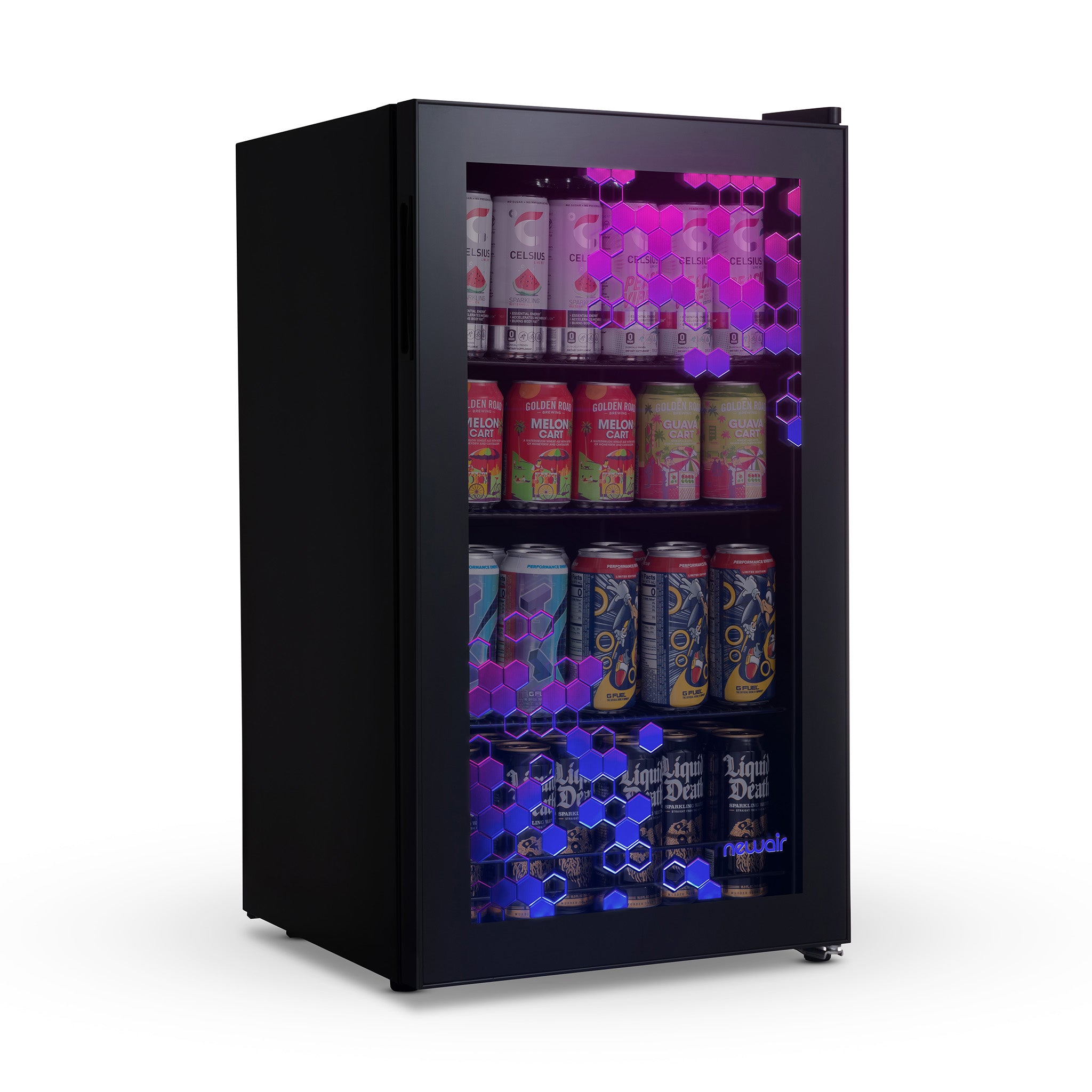 Newair® Prismatic™ Series 85 Can Beverage Refrigerator - Compact 18.7 Inch Mini Fridge for Beer, Soda & Wine - Perfect for Home Bar, Office, Dorm Room & Game Room