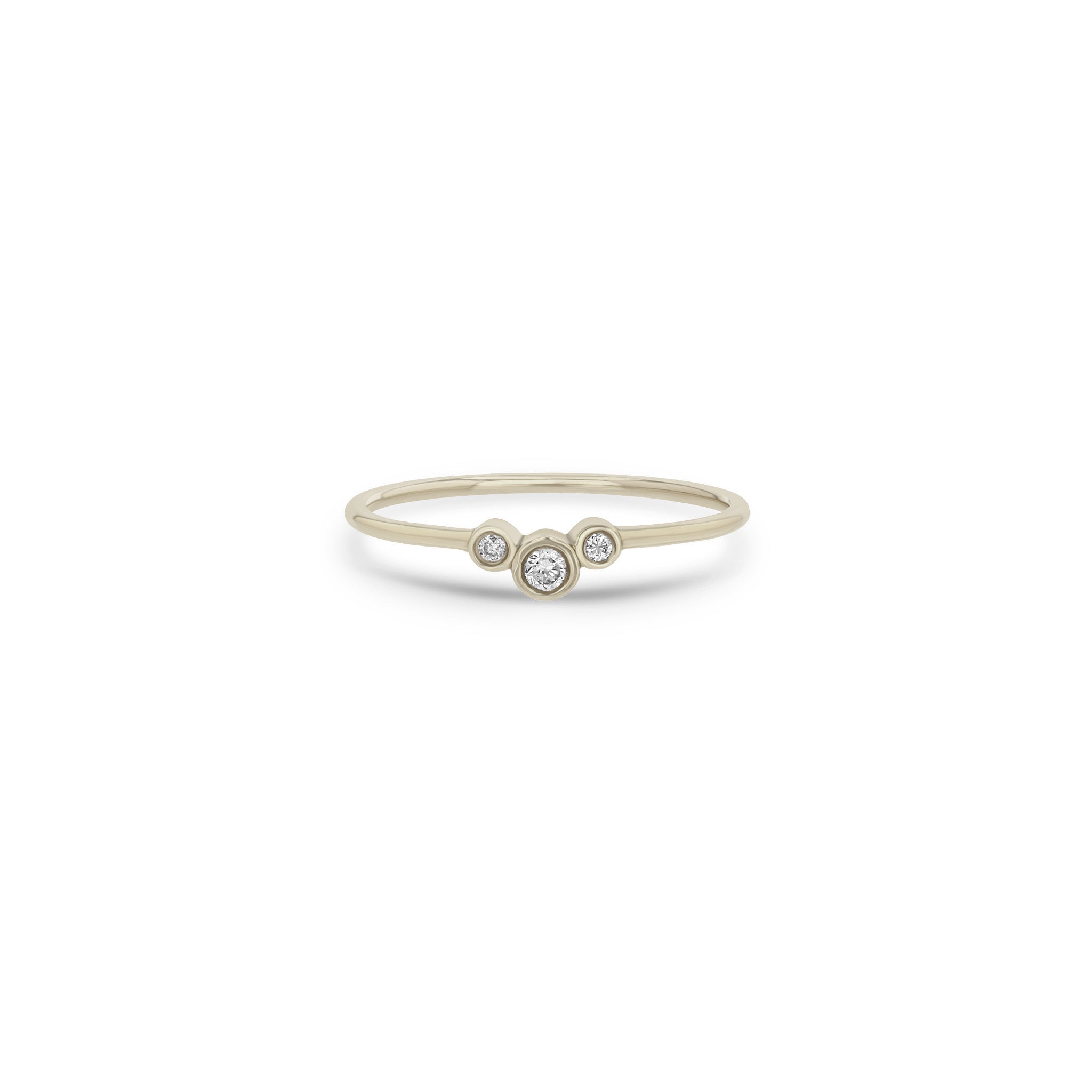 14K Gold 3 Small Graduated Diamond Bezel Curve Ring for Women - Elegant Stackable Wedding Band, Anniversary Gift, Everyday Jewelry for Special Occasions