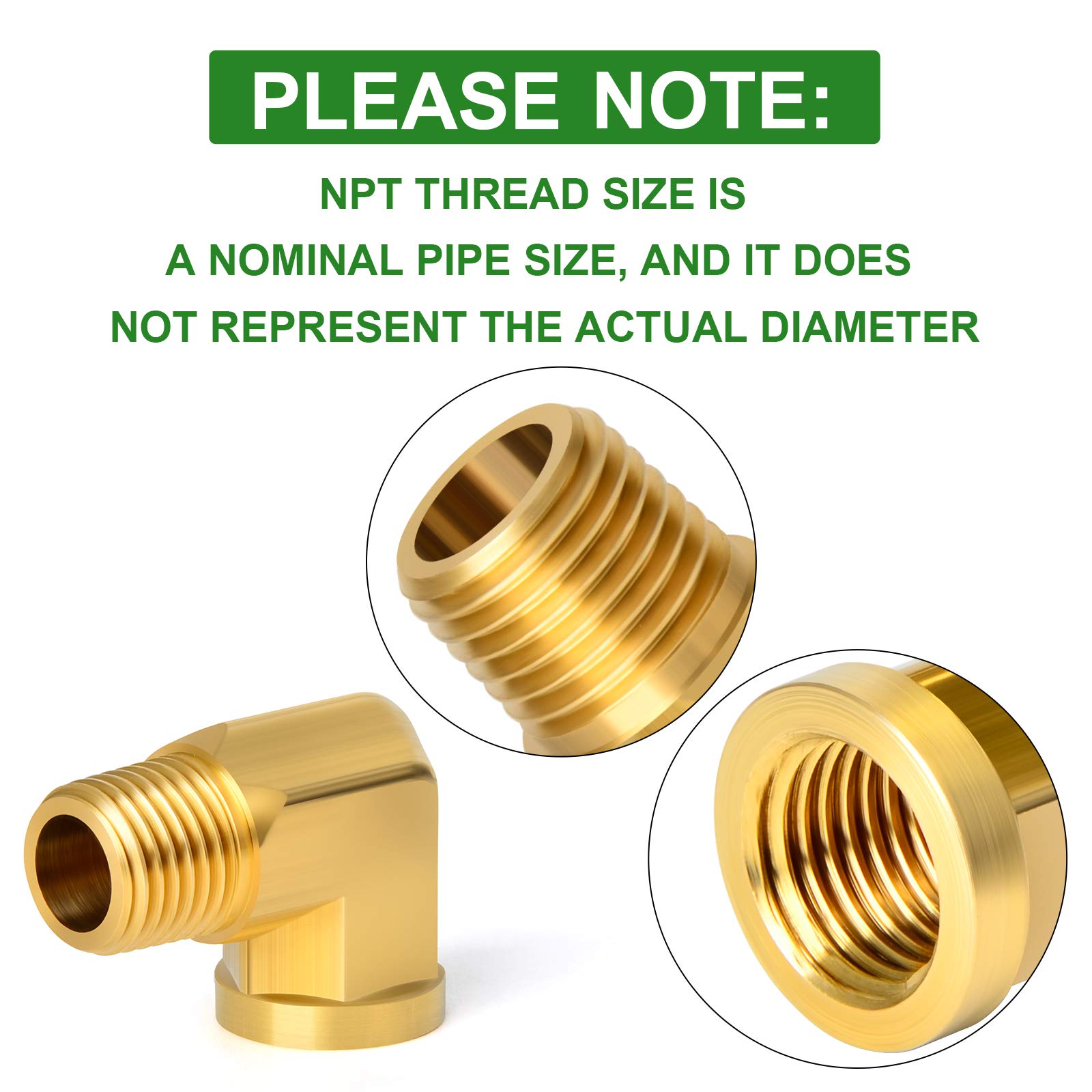 TAISHER 2PCS 90 Degree Barstock Street Elbow, 1/2 Inch NPT Male to Female Brass Pipe Fitting - Heavy Duty Plumbing Connector for Water, Gas & Oil Lines in Industrial & Home Applications