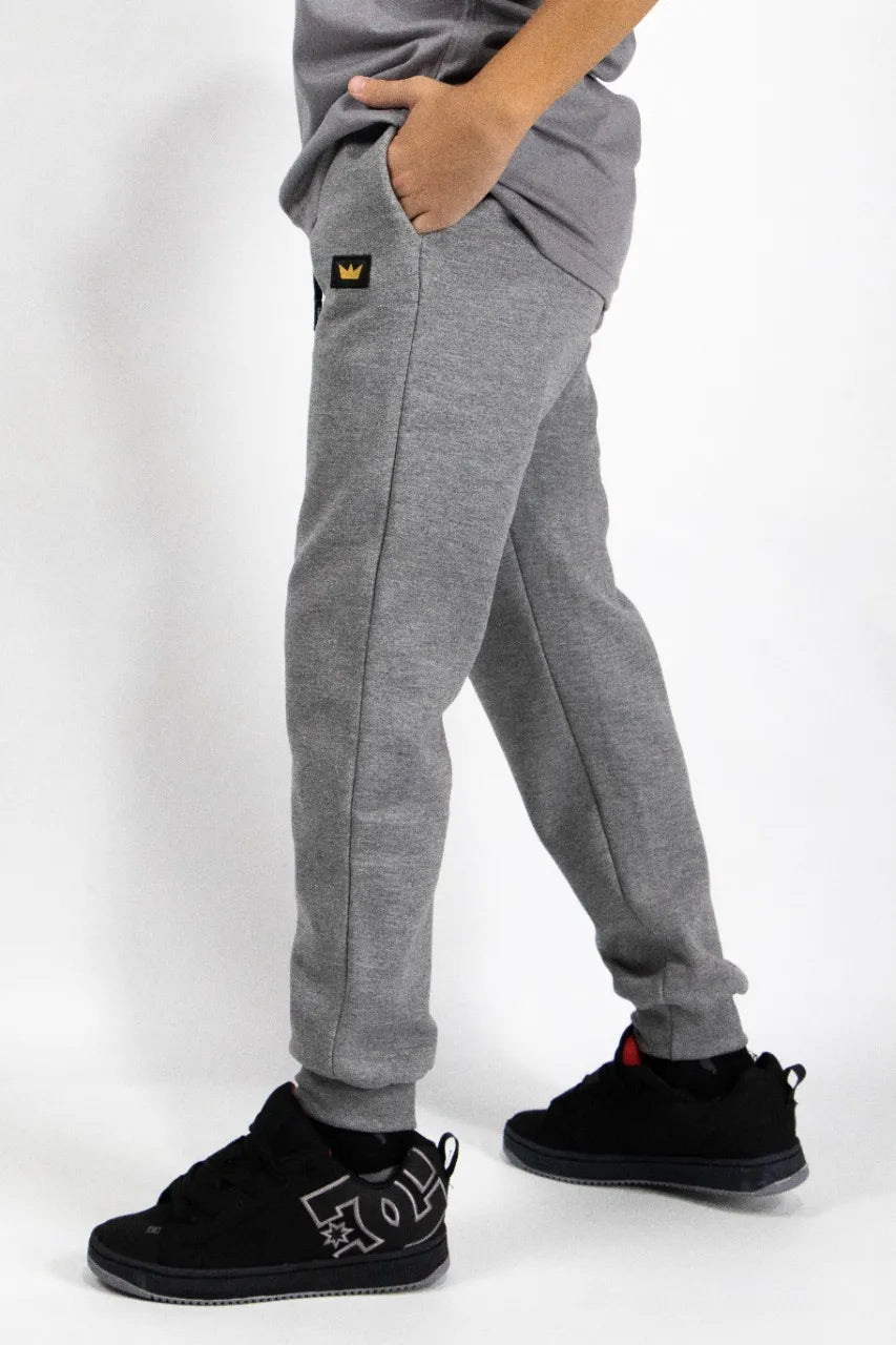 Jogging Kingpin Kids Classic Light Gray Sneakers with Crown Design - Perfect for School, Play & Everyday Wear