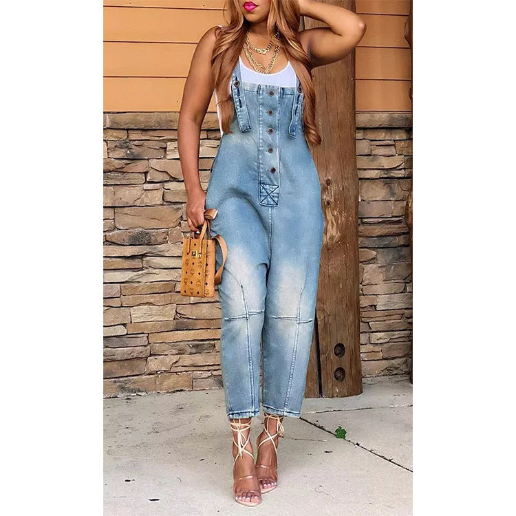 Women's Casual Fashion Siamese Suspender Jeans - High Waisted Denim Pants for Women | Perfect for Streetwear, Dating & Everyday Outfits