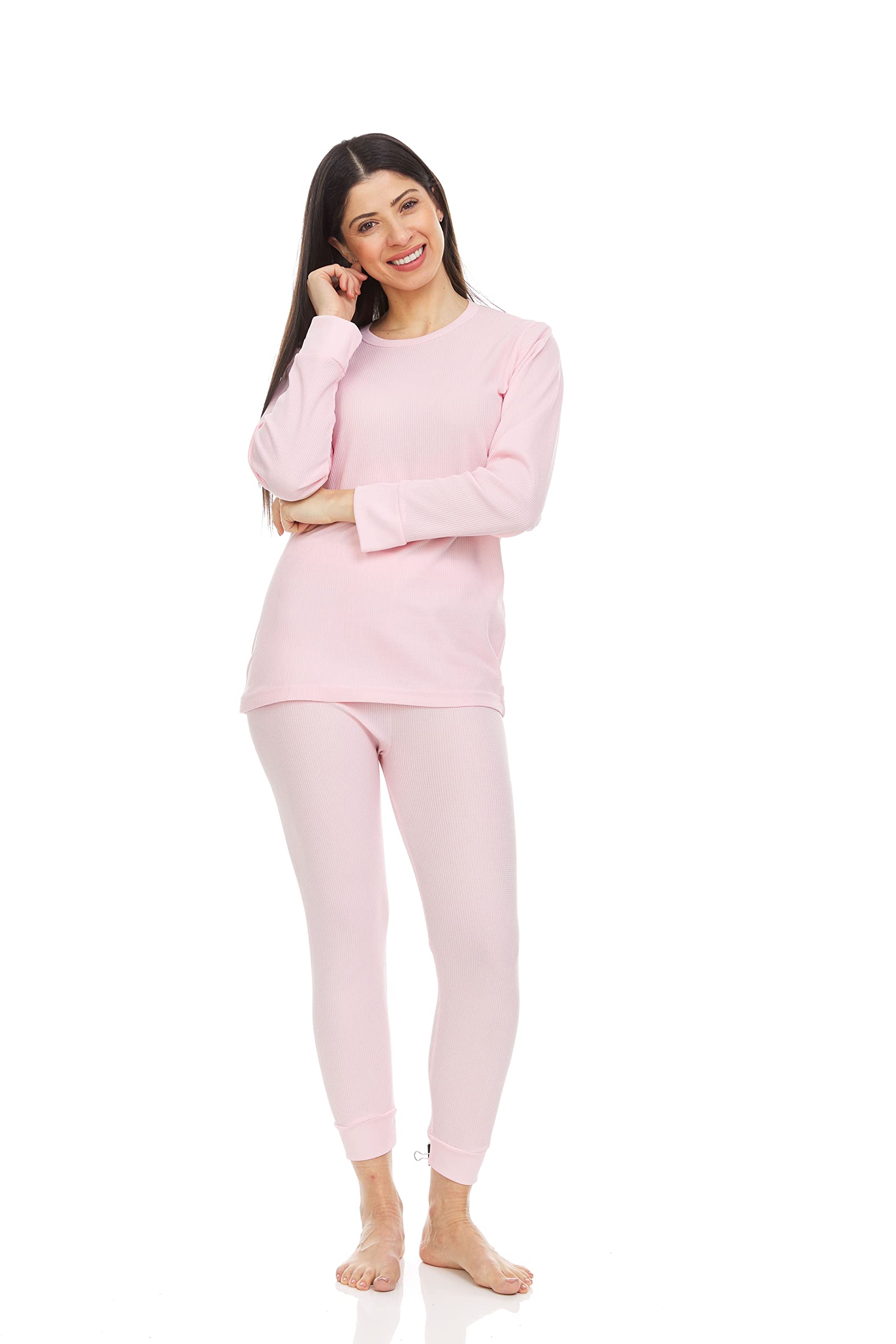 12 Pack Wholesale Bulk 2pc Women's Thermal Underwear Set - Cotton Long Johns Base Layer Top & Bottom in Solid Colors - Perfect for Winter, Skiing, Hiking & Cold Weather Activities
