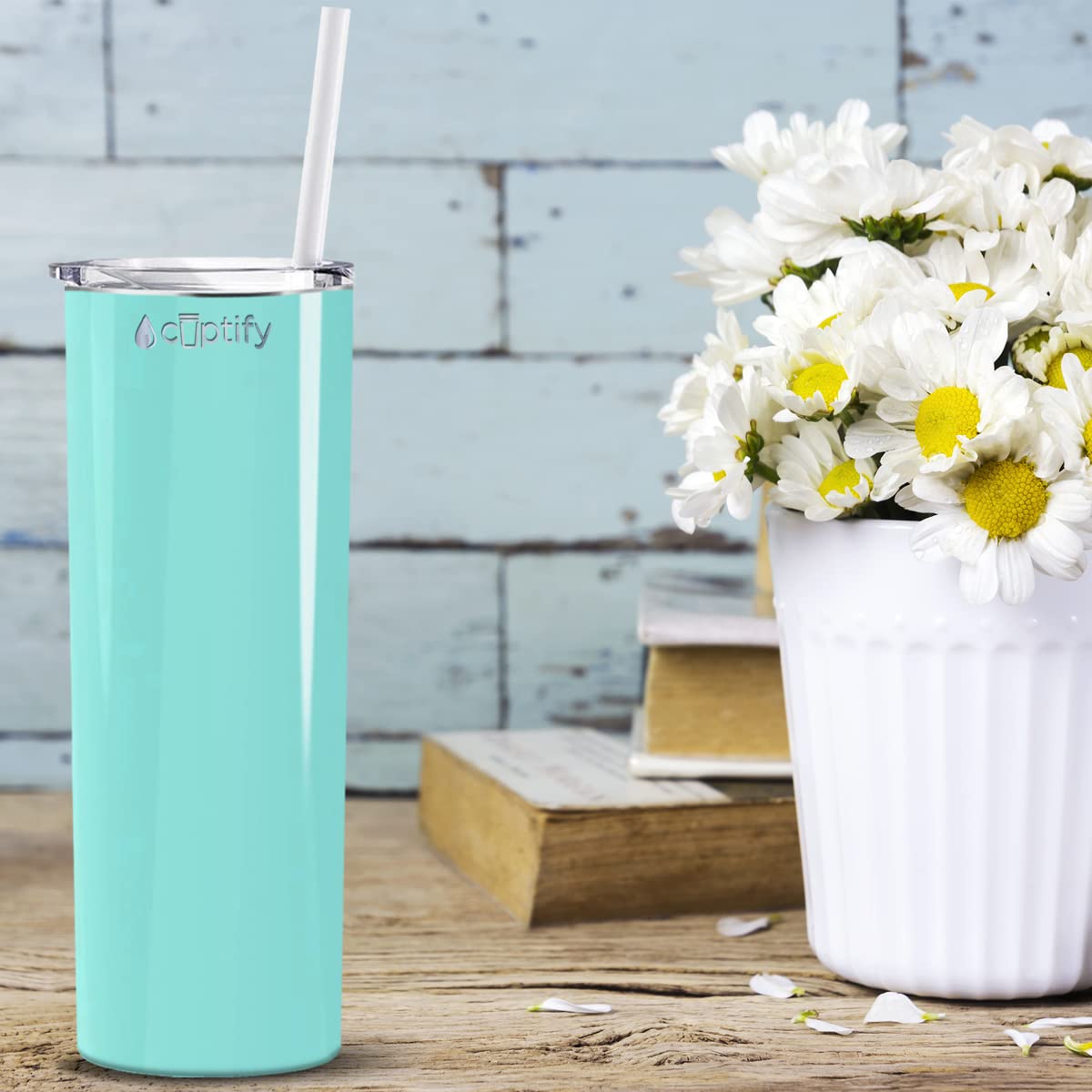 Cuptify 20 oz Stainless Steel Vacuum Insulated Travel Mug with Lid - Seafoam Gloss Finish, Double Wall Insulation for Hot & Cold Drinks - Perfect for Commuting, Office, Hiking and Outdoor Activities