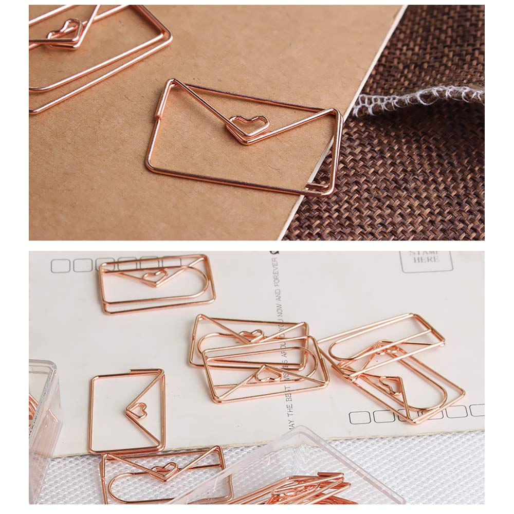 Envelope Shaped Small Paper Clips - 20pcs Cute Office & School Supplies for Bookmarking, Wedding Invitations, Valentine Decorations - Perfect for Planners, Notebooks & Party Decor