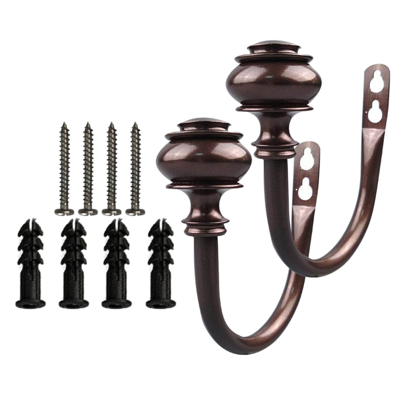 Baoblaze Vintage Curtain Tie Back Hooks - 1 Pair Brown Retro Wall Mounted Curtain Holdbacks for Living Room, Bedroom & Window Decor