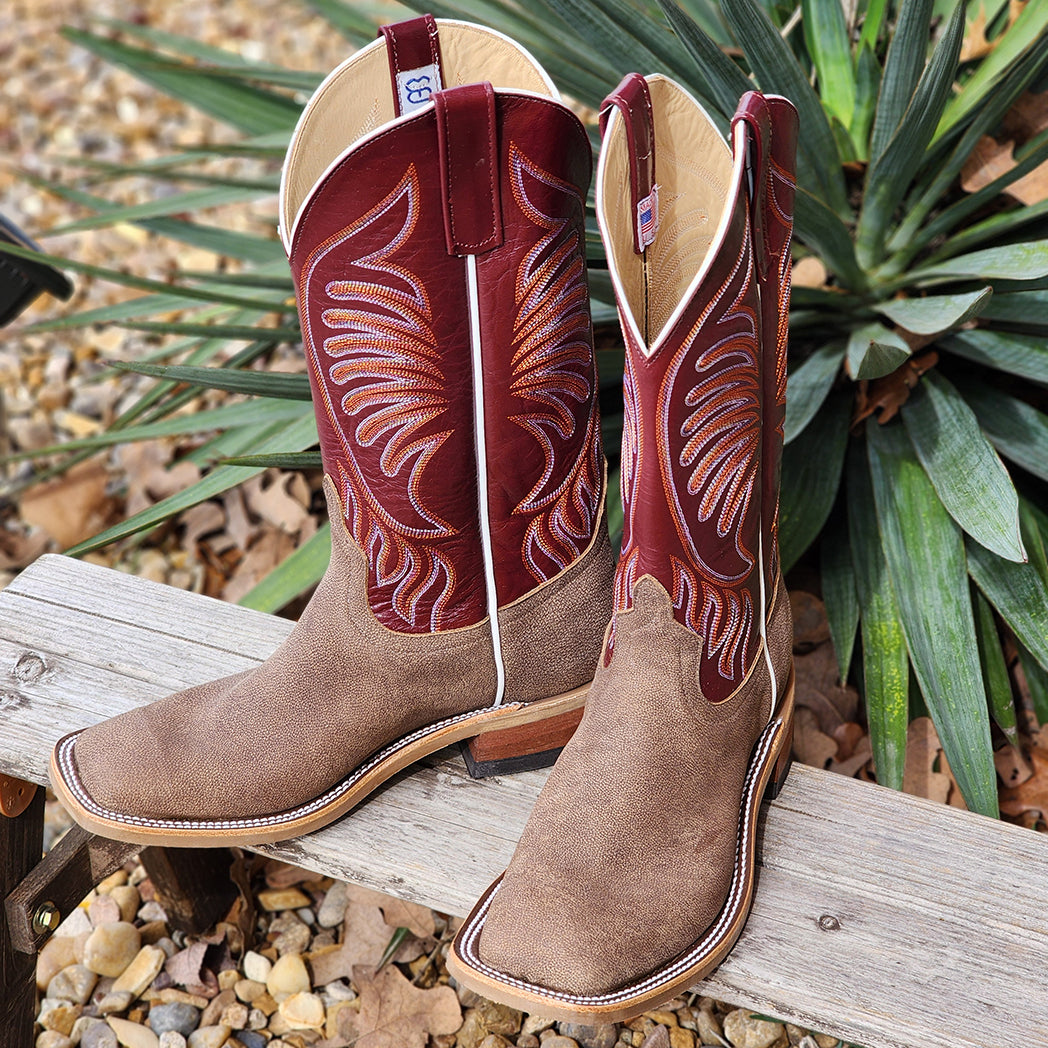 Anderson Bean Men's Eastwood Camel Sangria Cowboy Boots - Premium Leather Western Boots for Men - Perfect for Rodeo, Country Dancing & Casual Wear