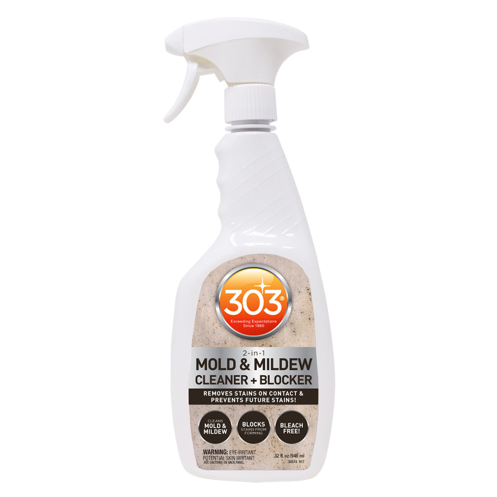 303 Mold & Mildew Cleaner & Blocker - 32oz Spray Bottle for Bathroom, Kitchen, Shower & Outdoor Use - Powerful Stain Remover & Preventer for Tiles, Grout & More