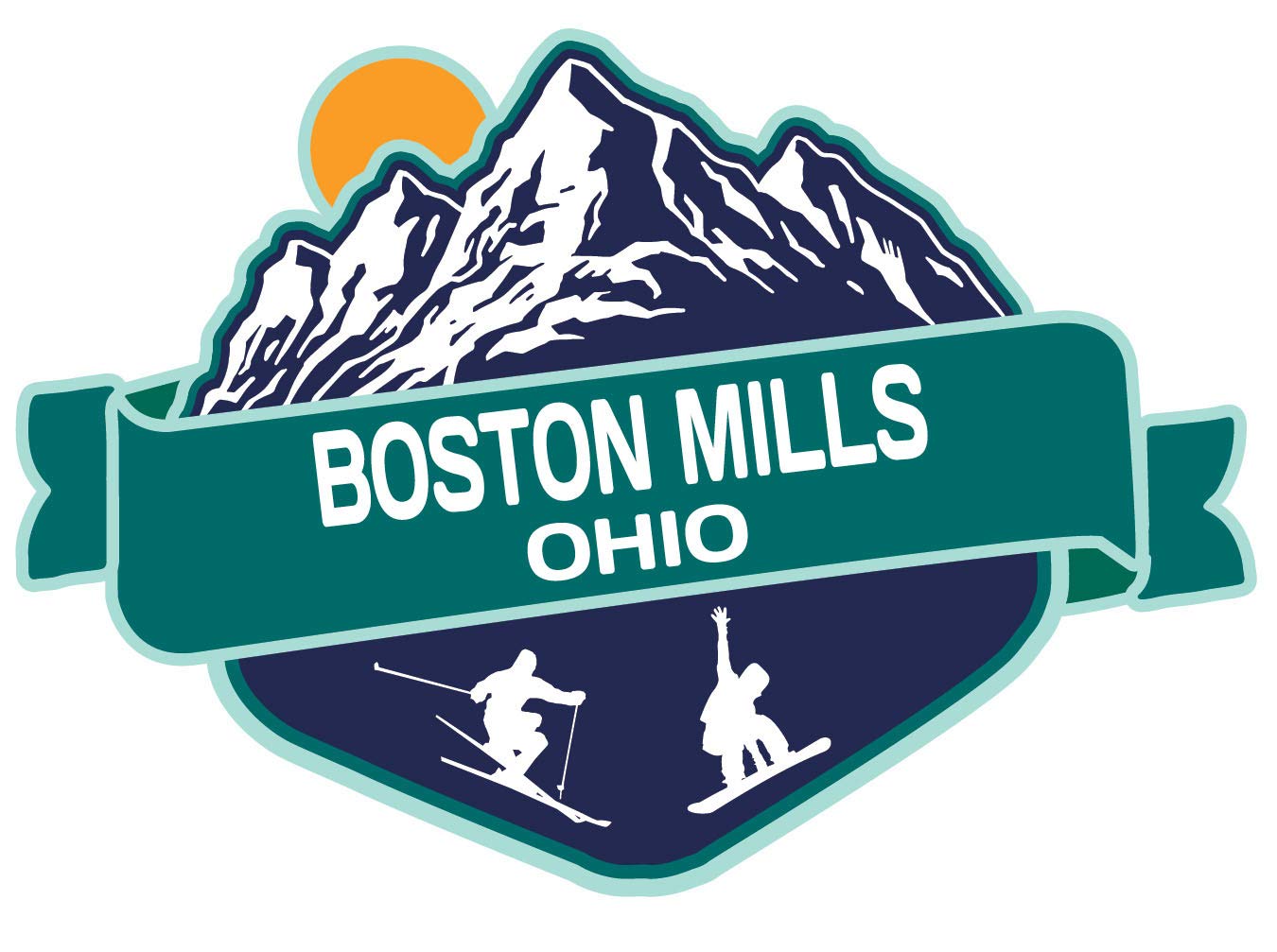 Boston Mills Ohio Ski Adventures Souvenir - 4 Inch Vinyl Decal Sticker Set (4-Pack) - Mountain Design for Cars, Laptops & Water Bottles - Perfect for Ski Enthusiasts & Winter Sports Fans