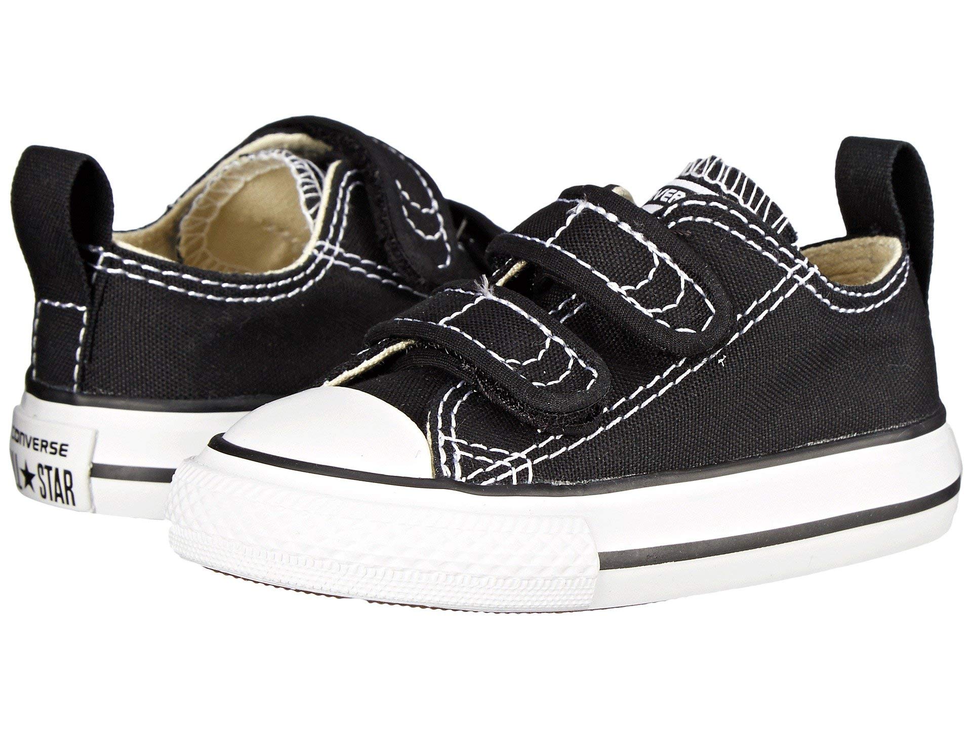 Converse Toddler Sneakers - Black Velcro Shoes for Boys & Girls Size 8 | Comfortable Kids Casual Shoes for Playground, Preschool & Everyday Wear