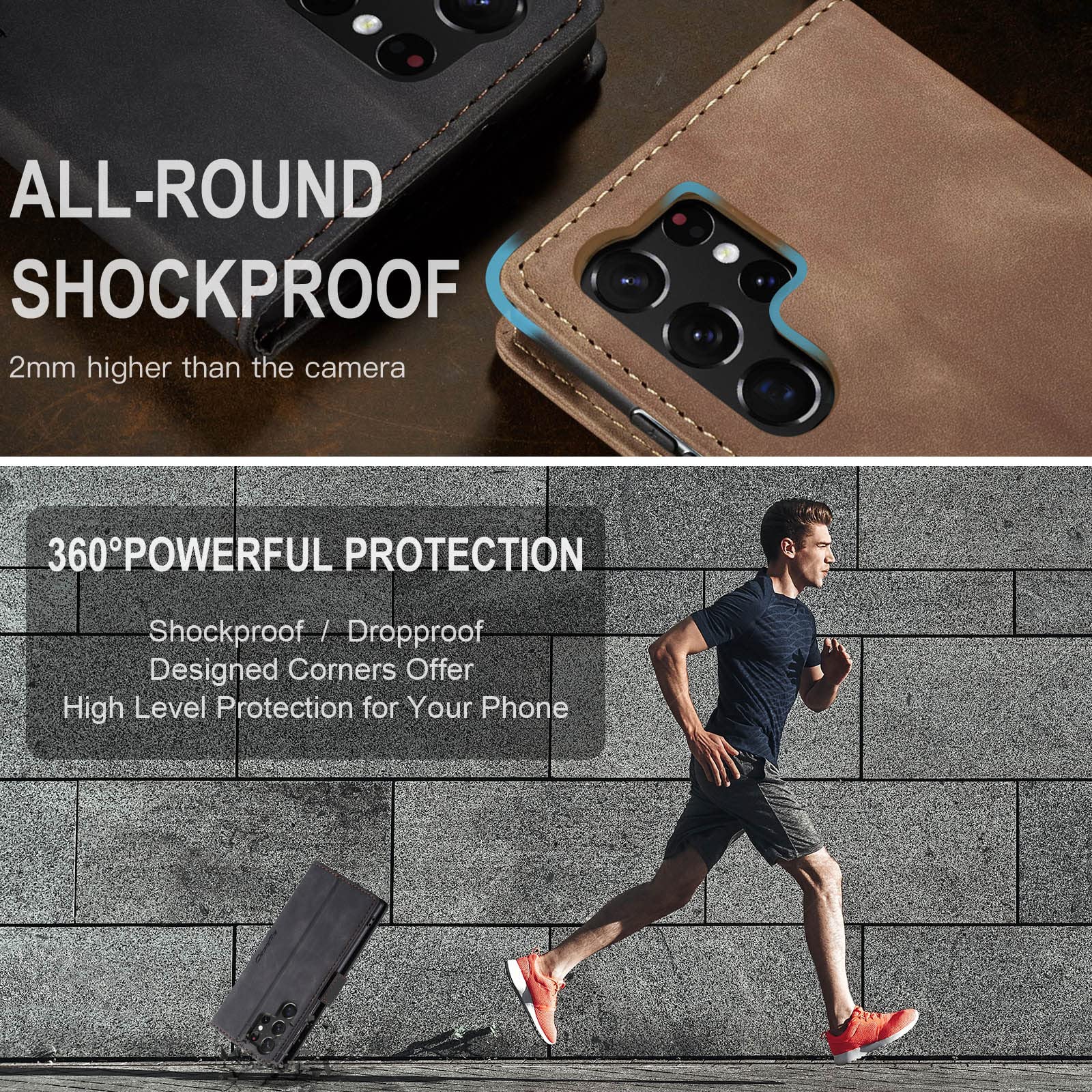 Premium PU Leather Wallet Case for Samsung Galaxy S22 Ultra 5G - Vintage Matte Flip Cover with Card Slots & Magnetic Closure | Stand Function, Shockproof Protection | Perfect for Business & Travel - Black