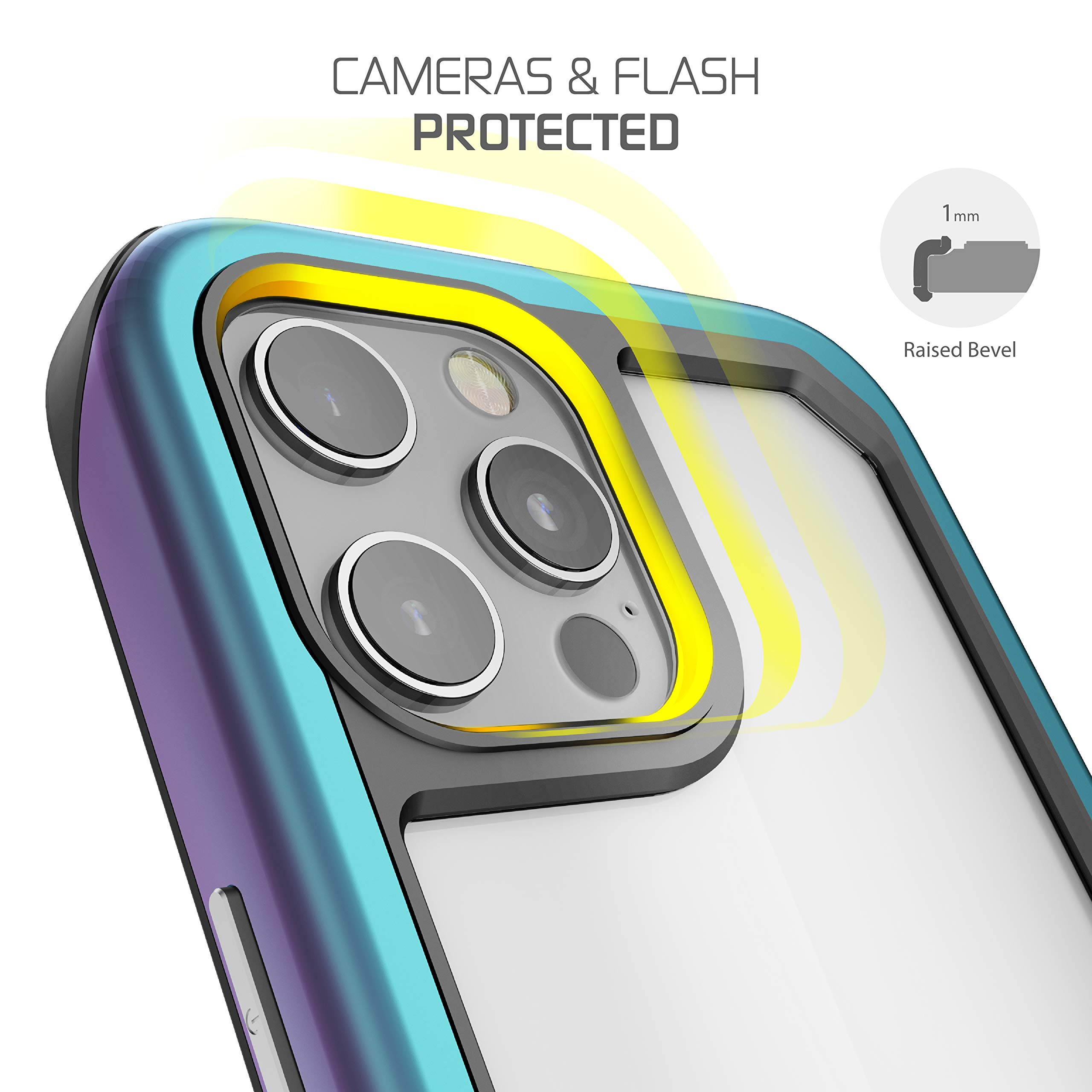 Ghostek Atomic Slim iPhone 12 Pro Max Case - Military Grade Aluminum Alloy Protective Bumper | Ultra Lightweight & Durable 5G Phone Cover (6.7 Inch, Prismatic) | Perfect for Outdoor Adventures & Daily Protection