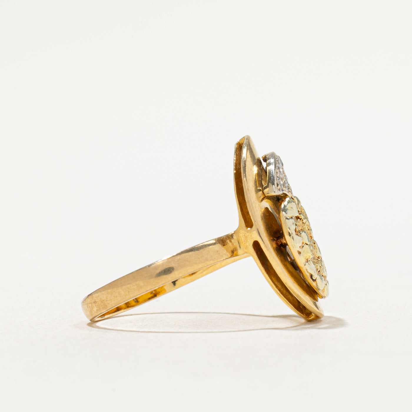 Exquisite 0.24ctw Gold Nugget & Diamond Cluster Cocktail Ring - Size 7 | Elegant Statement Jewelry for Evening Parties, Weddings & Special Occasions