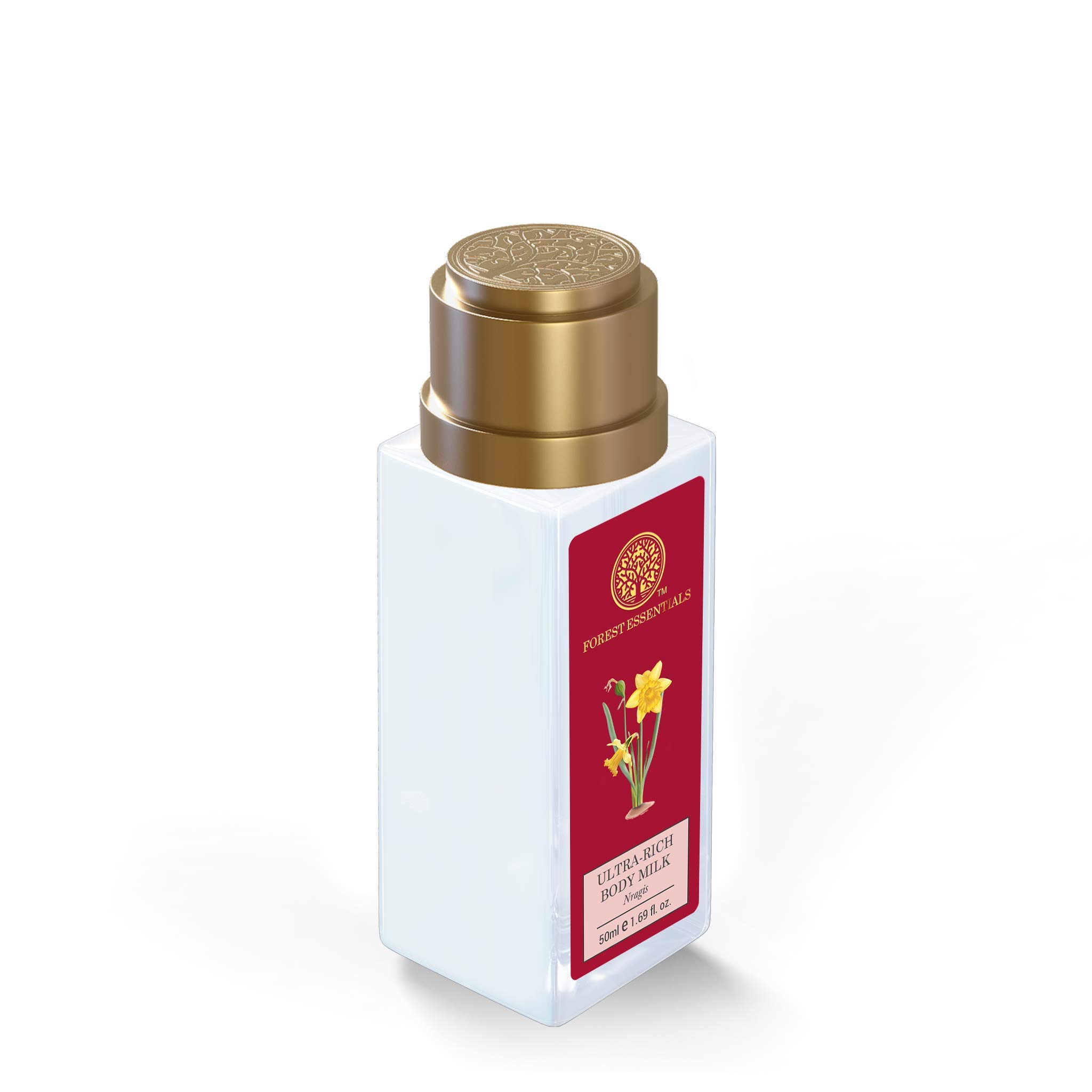 Forest Essentials Ultra-Rich Nargis Body Milk Travel Size (50ml) - Ayurvedic Natural Moisturizing Lotion for Dry Skin, Paraben-Free Hydration for Women & Men | Perfect for On-the-Go Skincare & Travel Essentials