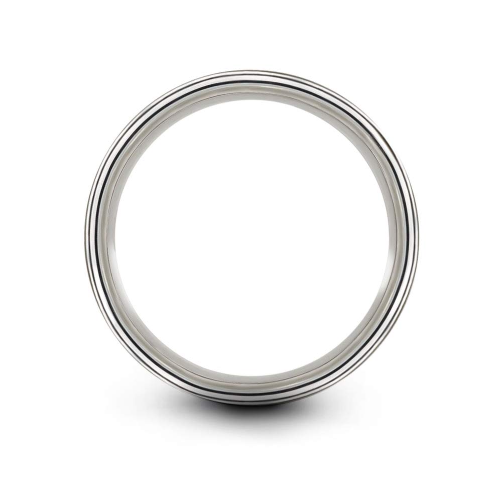 Tungsten Carbide Wedding Band Ring 8mm for Men & Women - Blue Black Offset Line, Flat Cut, Brushed & Polished Finish - Custom Engraved Anniversary & Engagement Ring - Perfect for Weddings, Proposals & Special Occasions