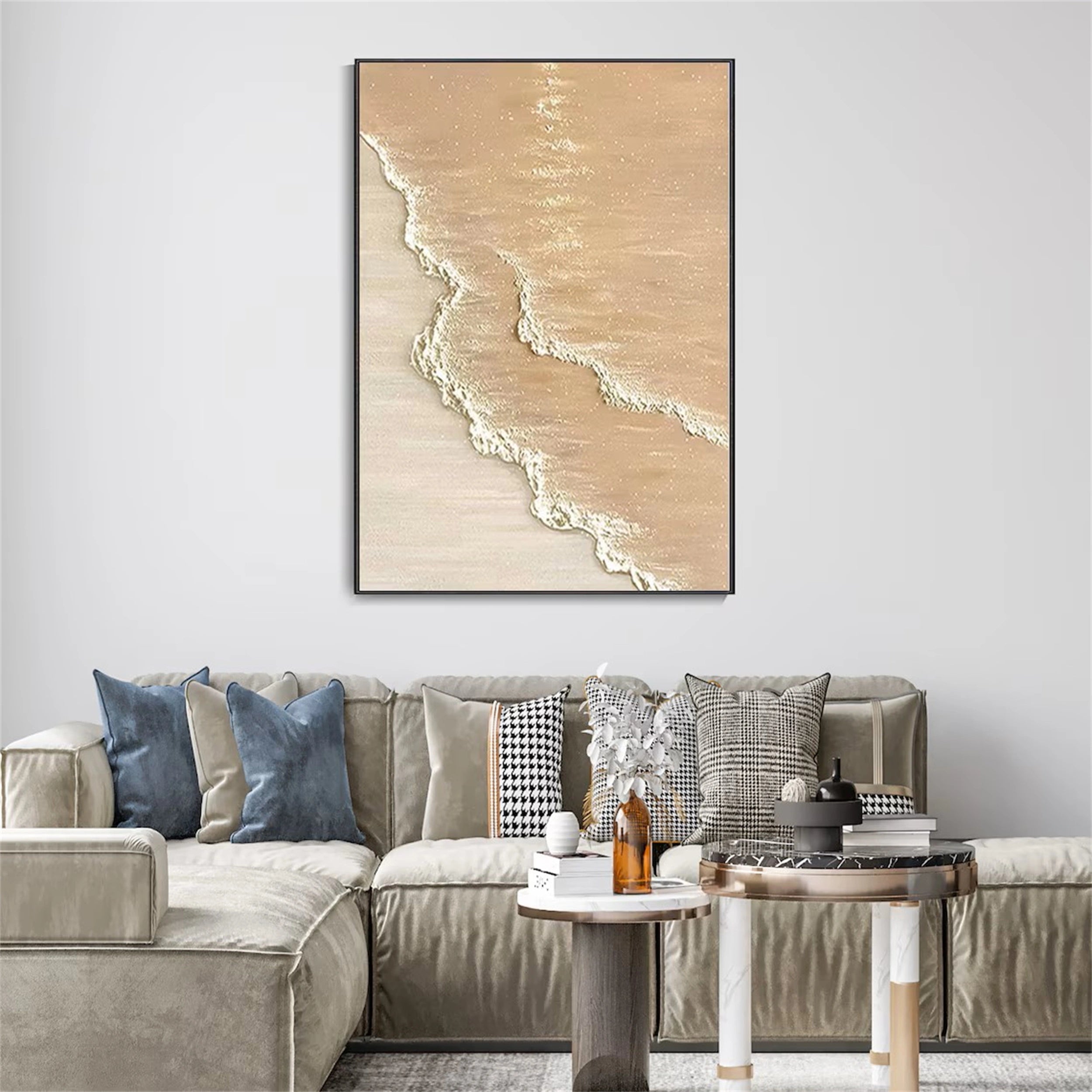 Ocean and Sky Painting #OS 055 - Handmade Seascape Wall Art for Home Decor, Office, Living Room & Bedroom
