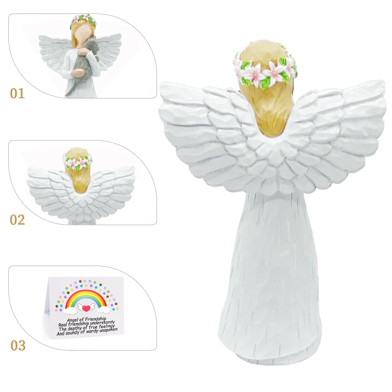 Memorial Gifts for Cat Loss - Sympathy Gifts for Cat Owners, Pet Remembrance Angel Figurine with 7 Chakra Rainbow Bridge Bracelet - Comforting Gift for Grieving Cat Moms, Perfect for Memorial Services & Healing After Pet Loss