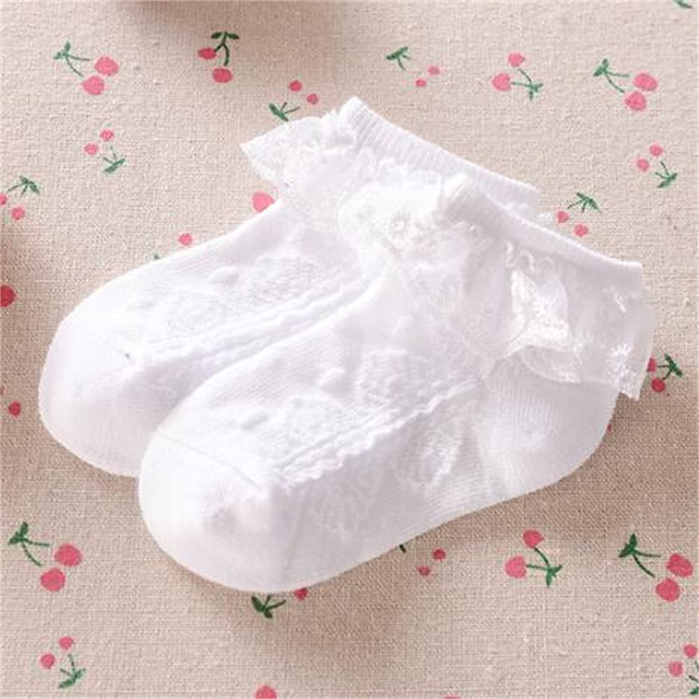 First Communion White Baptism Socks for Girls - Lace Ruffle Christening Socks for Baby Girls - Perfect for Baptism, Christening & Special Church Events