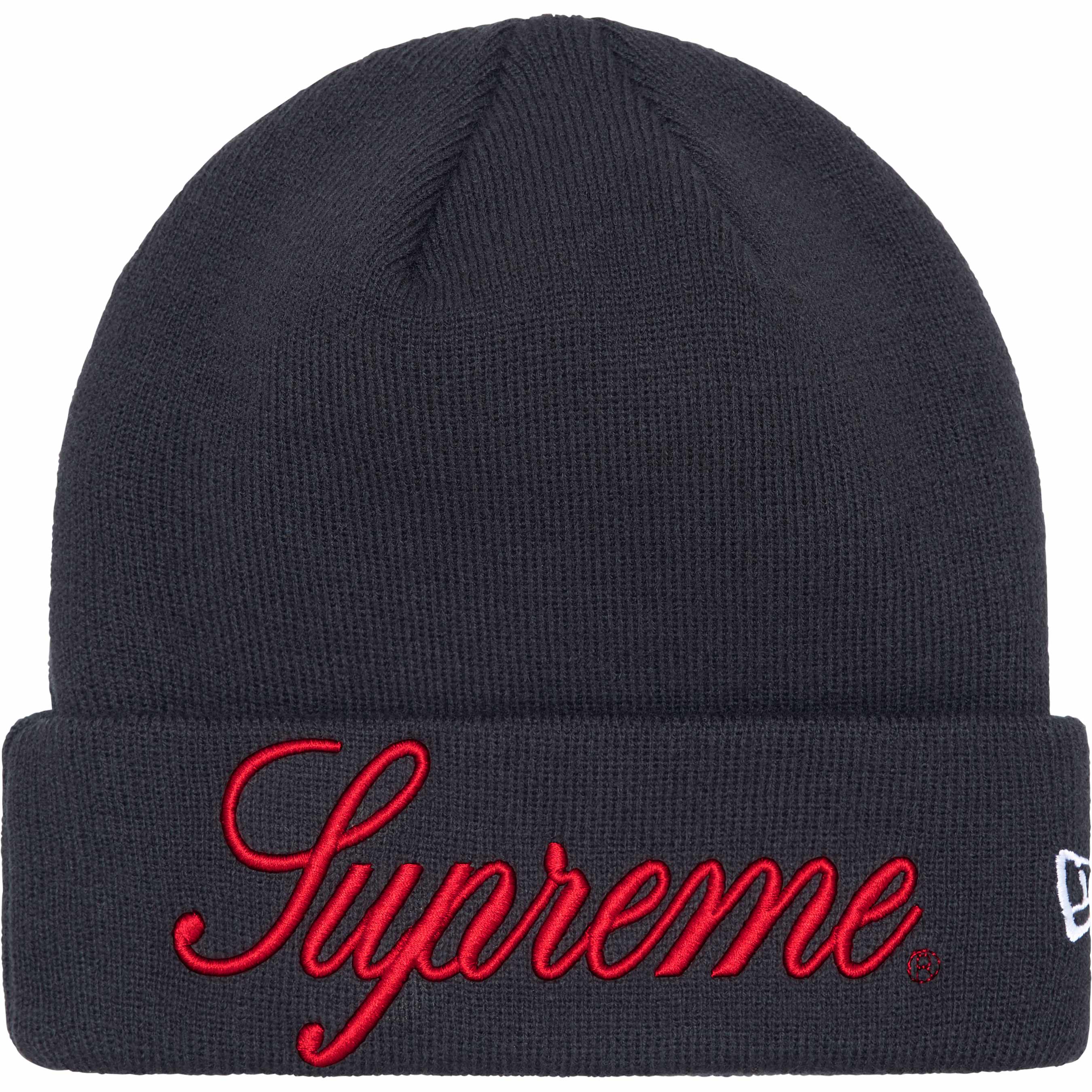 Supreme New Era® Script Beanie Navy - Warm Winter Knit Hat for Men & Women - Perfect for Skiing, Snowboarding & Outdoor Activities