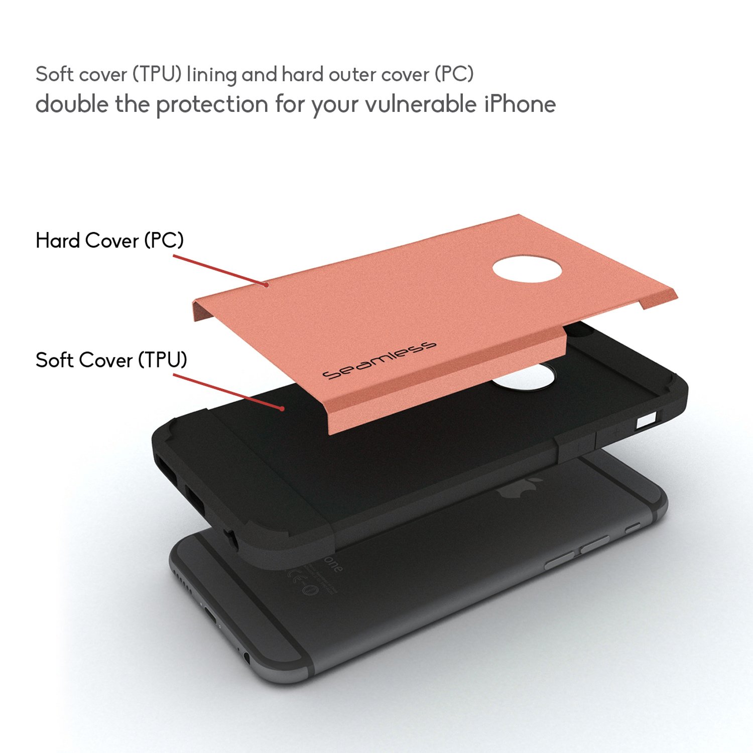 Phone 7/8 (4.7) Shockproof Case & Tempered Glass Screen Protector - Heavy Duty TPU Cover for Apple iPhone 7/8 - Rose Gold - Perfect for Outdoor, Travel & Daily Protection