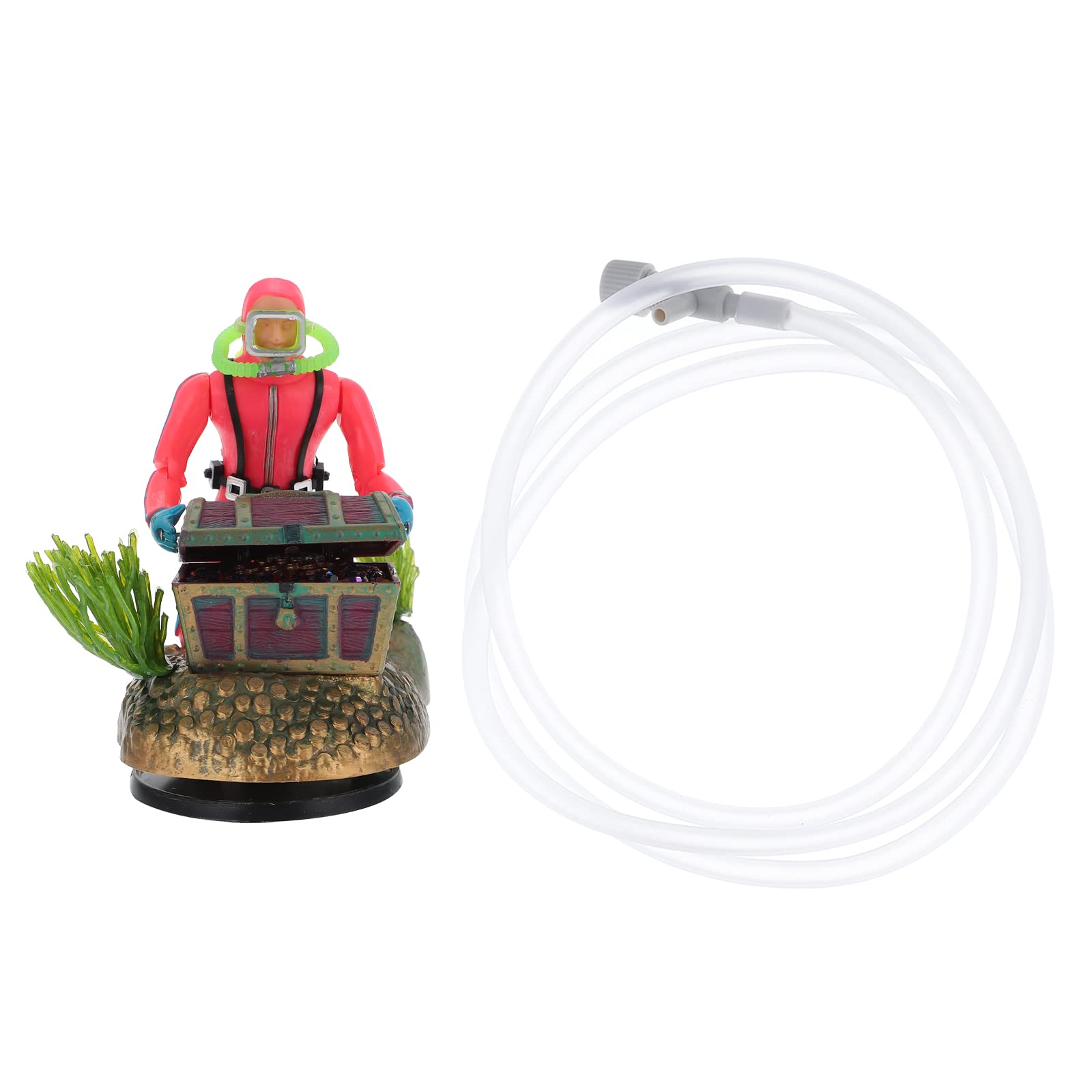 LUOZZY Aquarium Treasure Chest Diver Ornament - Floating Fish Tank Decor for Freshwater & Saltwater Tanks - Simulated Underwater Scenery for Betta, Goldfish & Tropical Fish - Perfect for Home, Office & Kids' Educational Aquariums