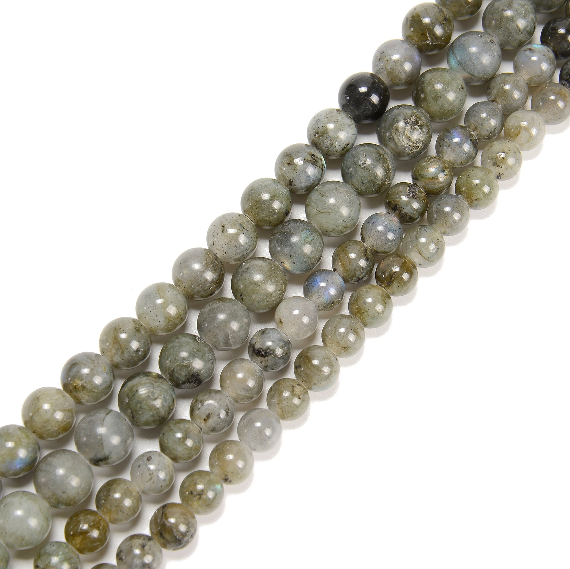 2.0mm Large Hole Labradorite Smooth Round Beads - 6mm, 8mm, 10mm, 15.5 Inch Strand - Natural Stone Beads for Jewelry Making, DIY Crafts, Bracelets & Necklaces