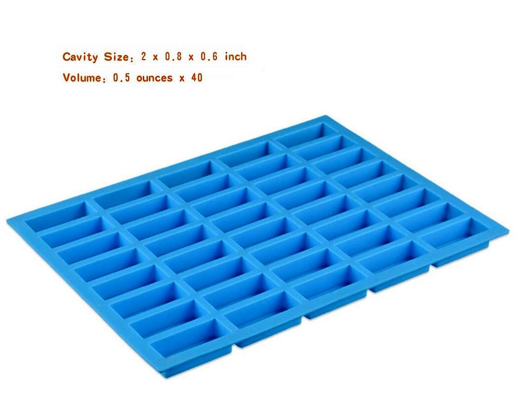 40 Cavities Rectangle Silicone Mold for Chocolate, Candy, Truffles, Ganache & Gummy - Premium Baking & Dessert Making Tool - Perfect for Home Bakers & Professional Chefs - Ideal for Parties, Holidays & Gift Packaging (Blue)