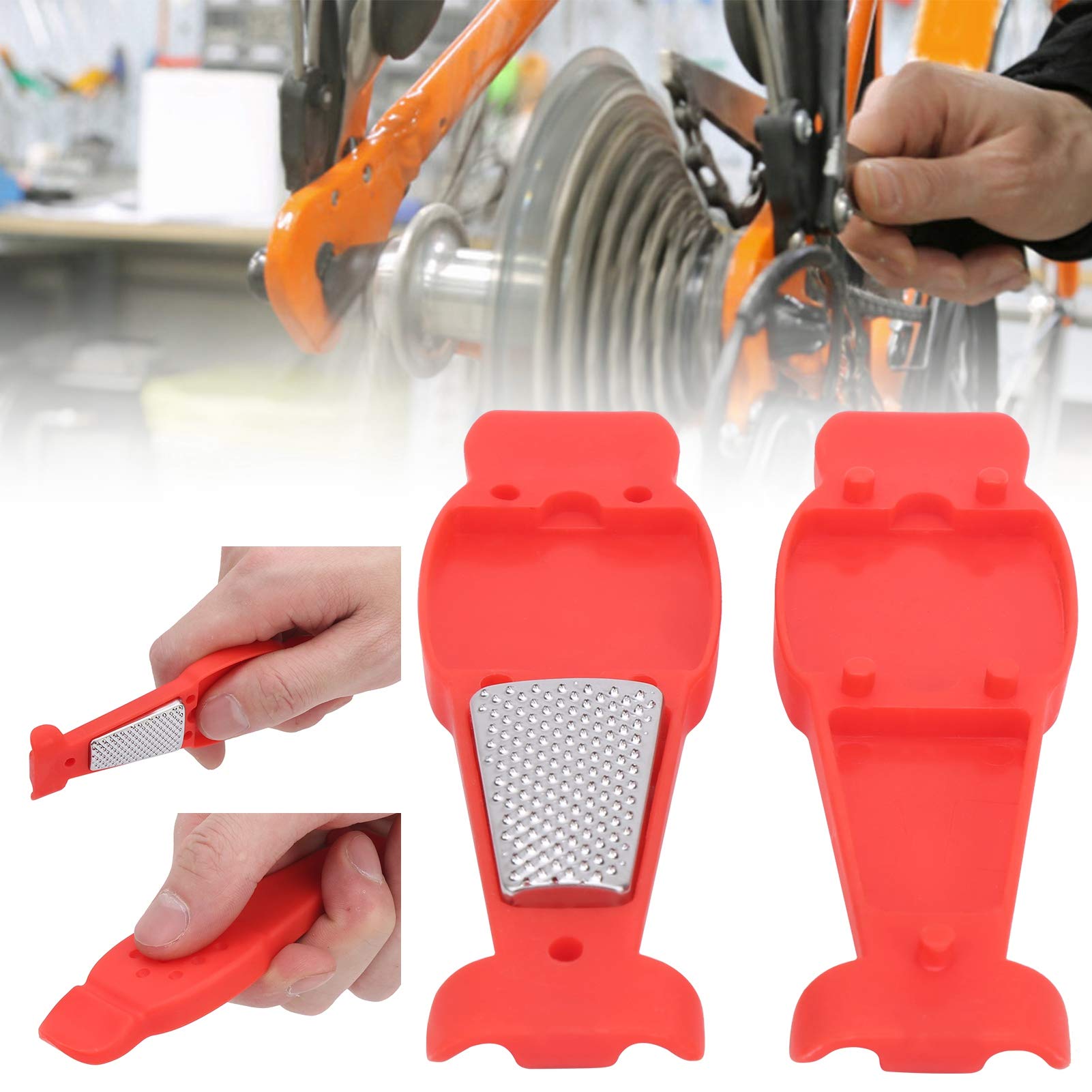 Bicycle Tire Repair Kit with Rasp Tool & Tire Levers - Puncture Patch Kit for Bike Tubes - Durable Bike Tire Repair Tools (Red) - Perfect for Road Bikes, Mountain Bikes & Commuting Emergencies