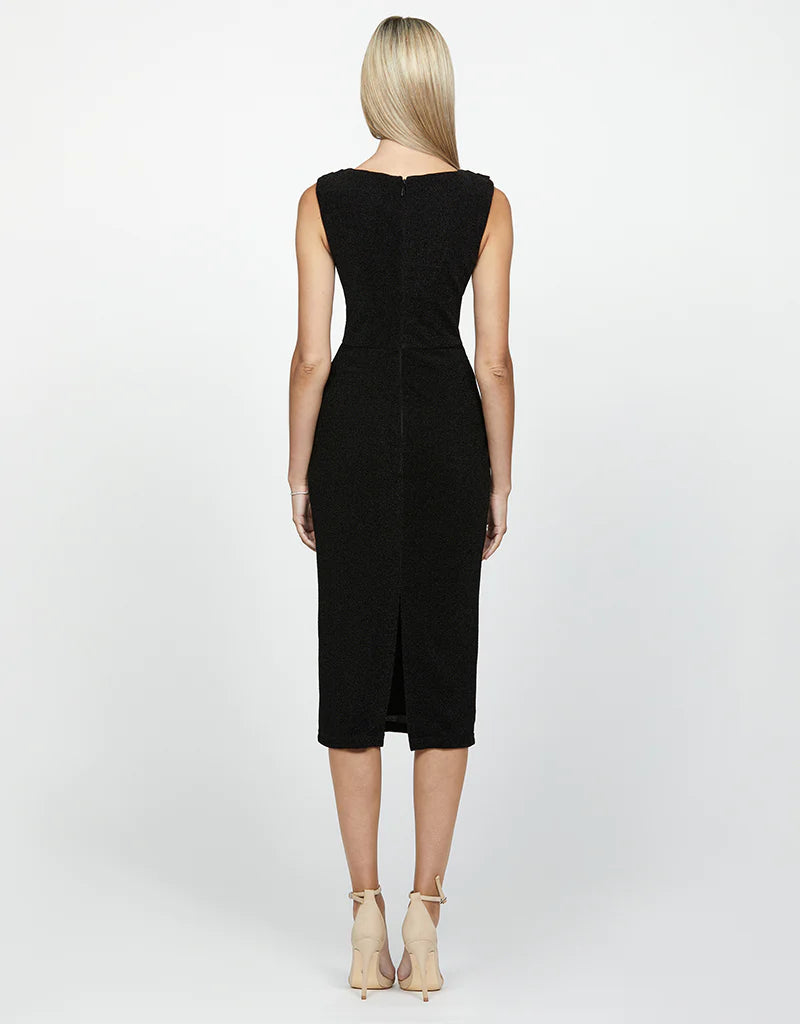 Calypso Cowled Boat Neck Midi Dress - Elegant Women's Knit Sweater Dress for Fall & Winter | Perfect for Office, Date Night & Holiday Parties
