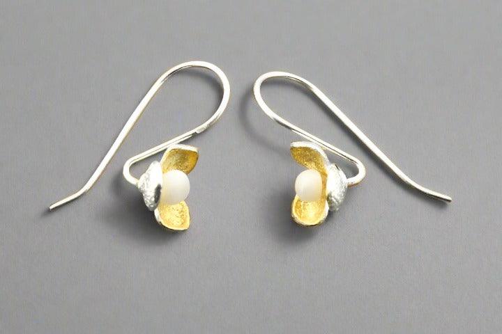 Elegant Mariposa Pearl Earrings in Sterling Silver & Gold - Perfect for Weddings, Parties & Special Occasions