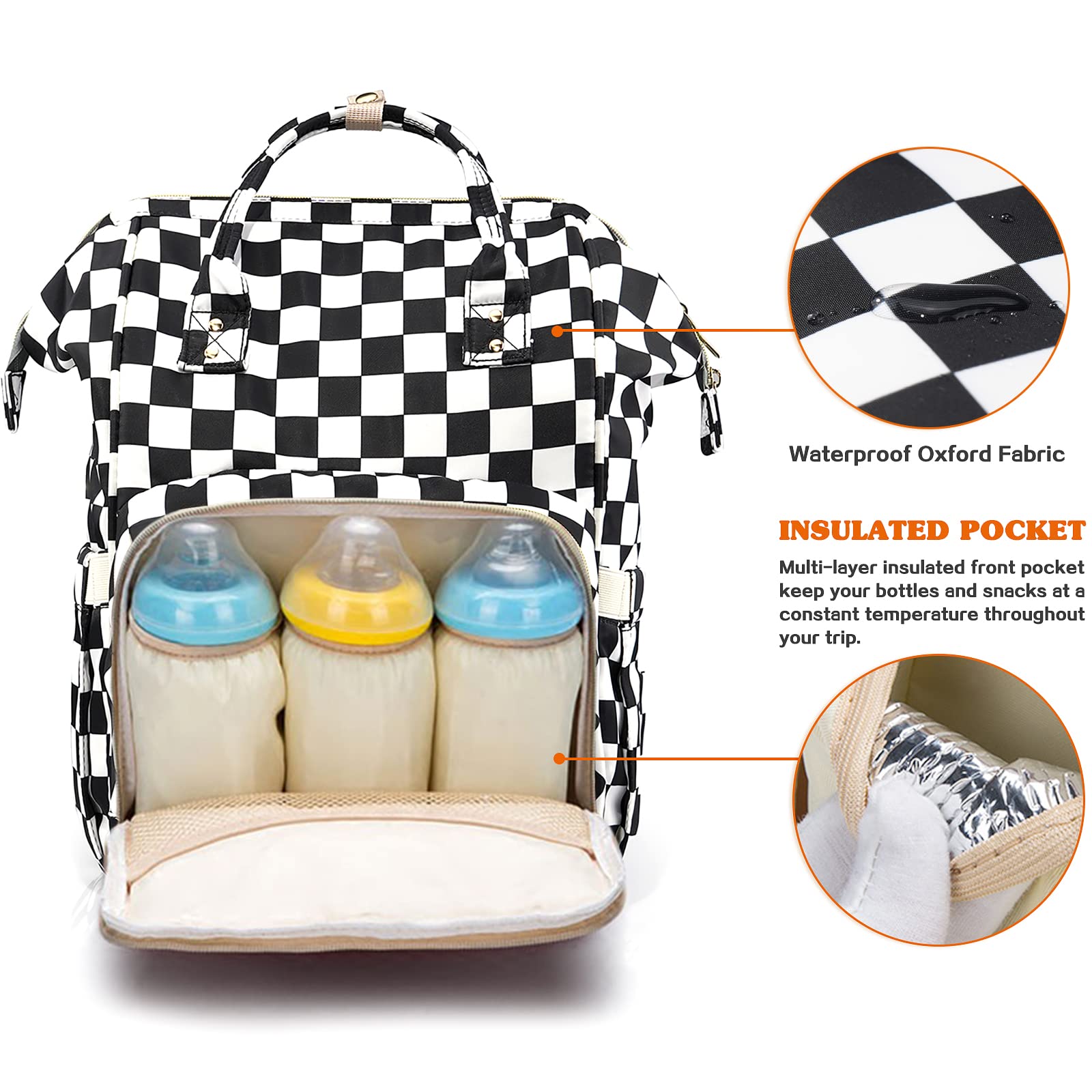 3 in 1 Waterproof Diaper Bag Backpack - Multifunctional Baby Bag with Changing Pad & Stroller Straps | Perfect for Travel, Daycare & On-the-Go Parents